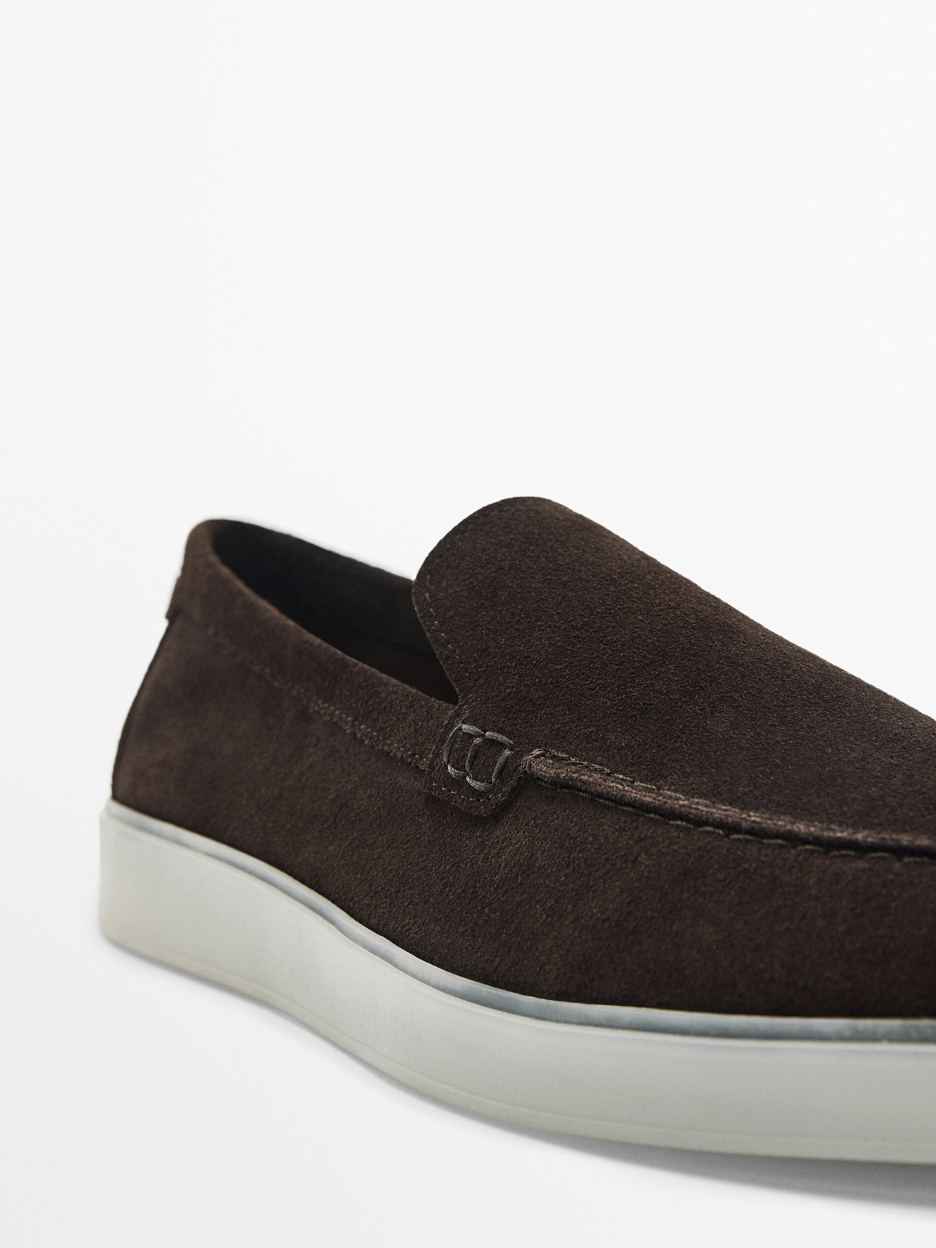 Mocasín serraje piso traslúcido - MARRÓN