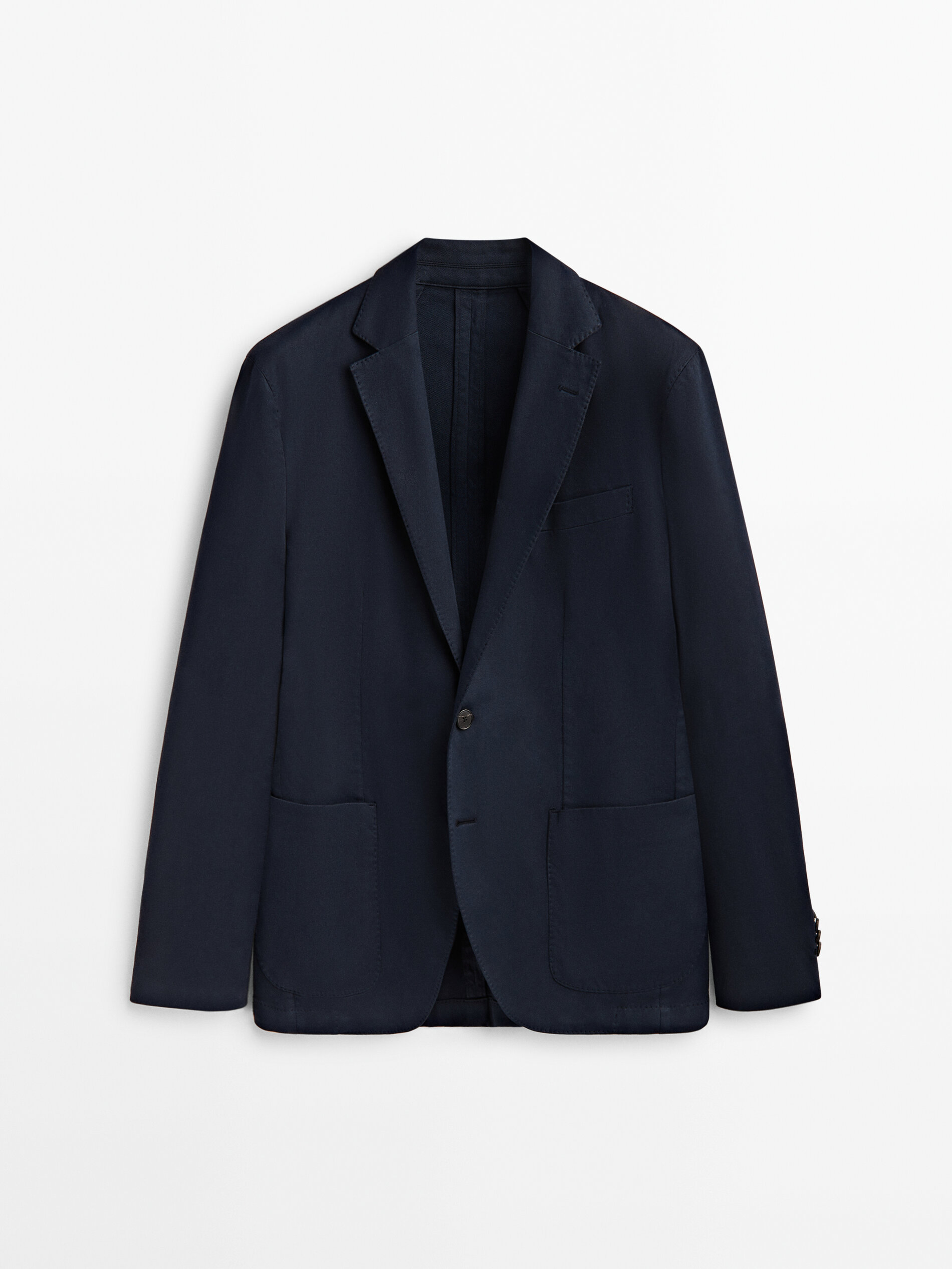 Americana tintada con lino y algodón - AZUL MARINO