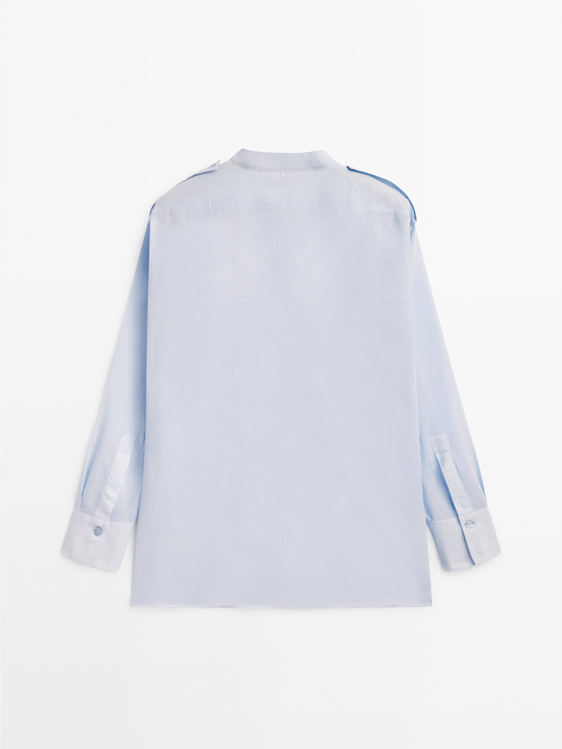 Camisa voile algodón bolsillos - AZUL