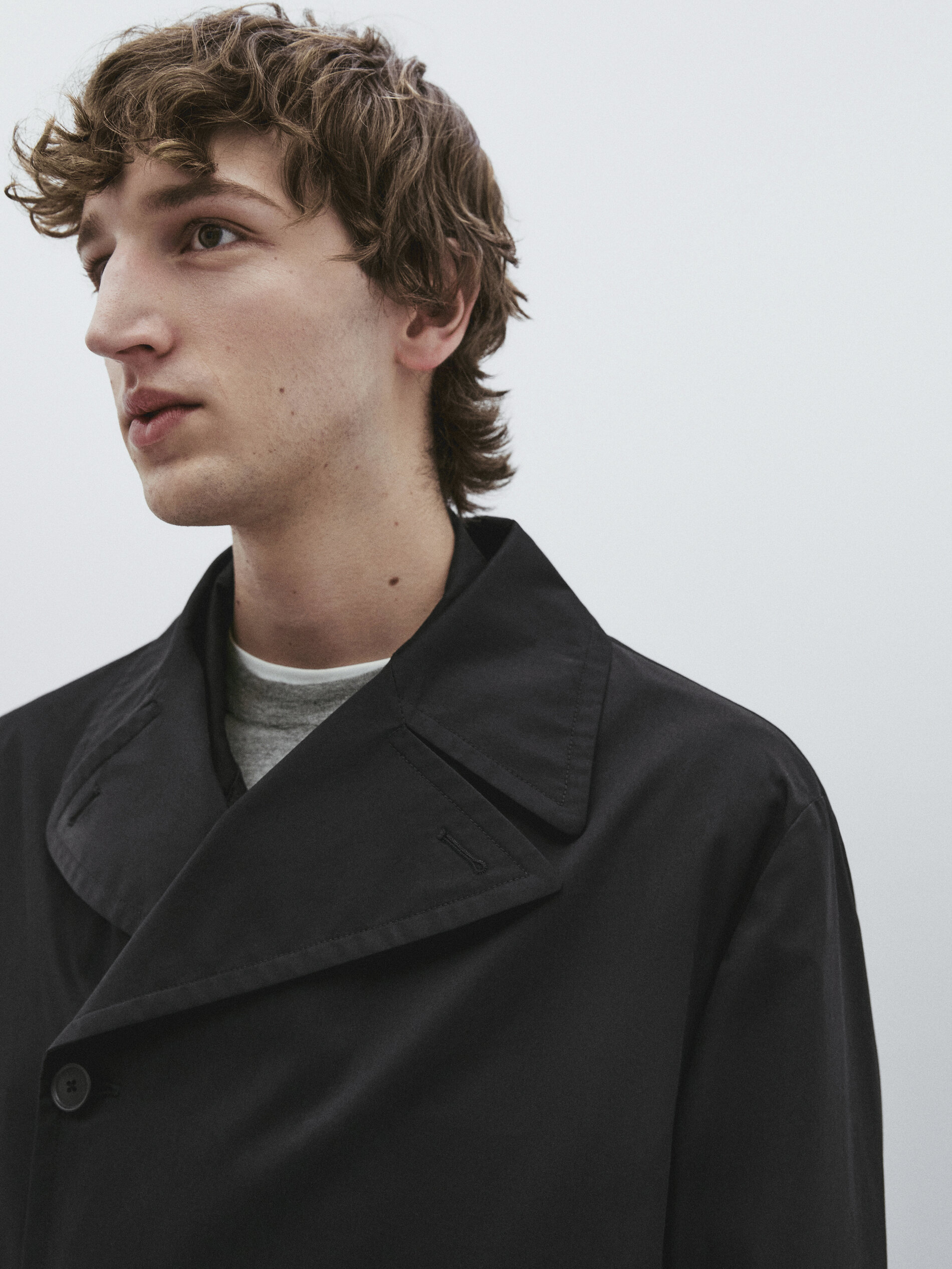 Chaqueta trench negra algodón -Studio - NEGRO