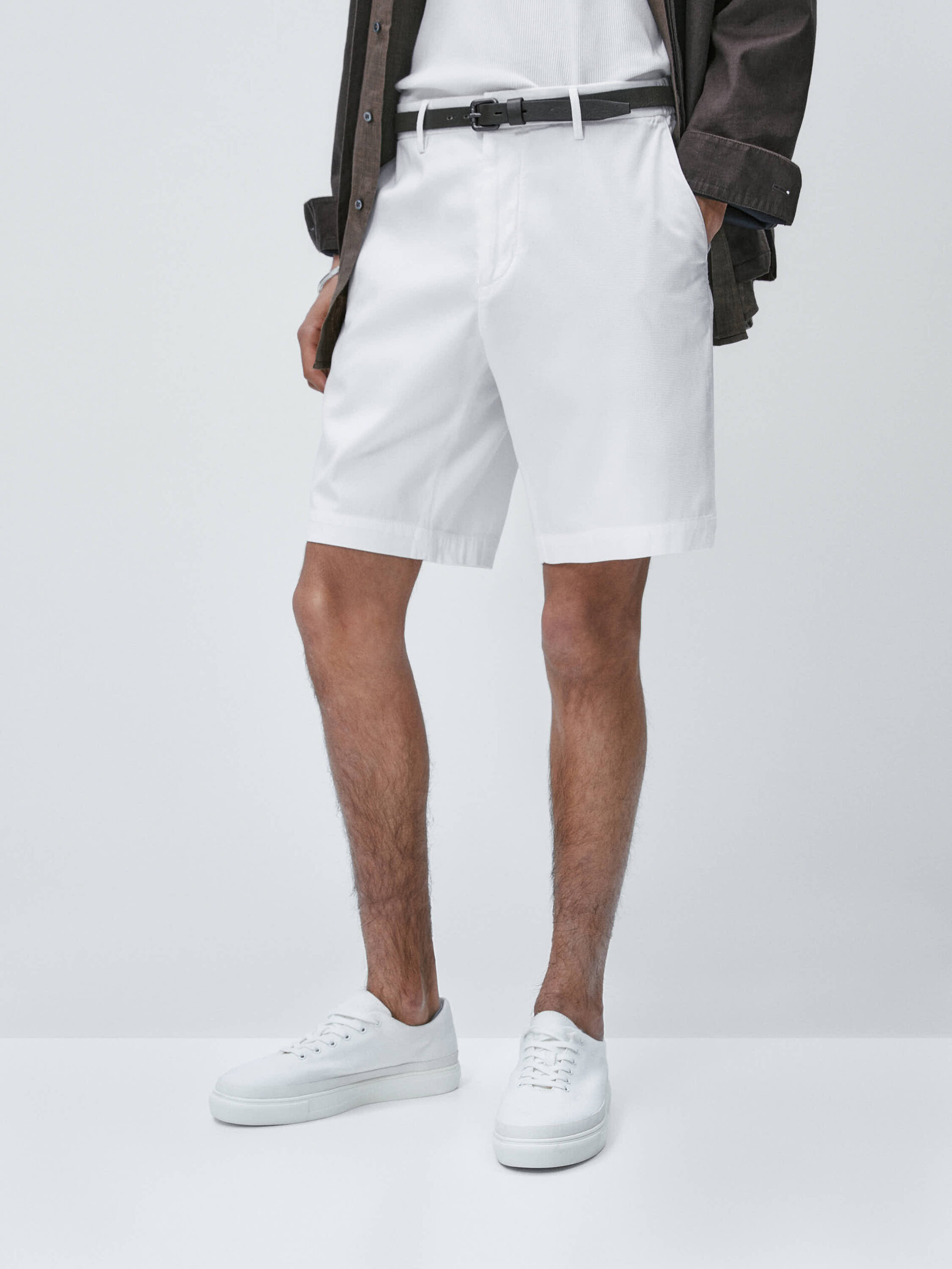 Bermuda mezcla algodón stretch - BLANCO