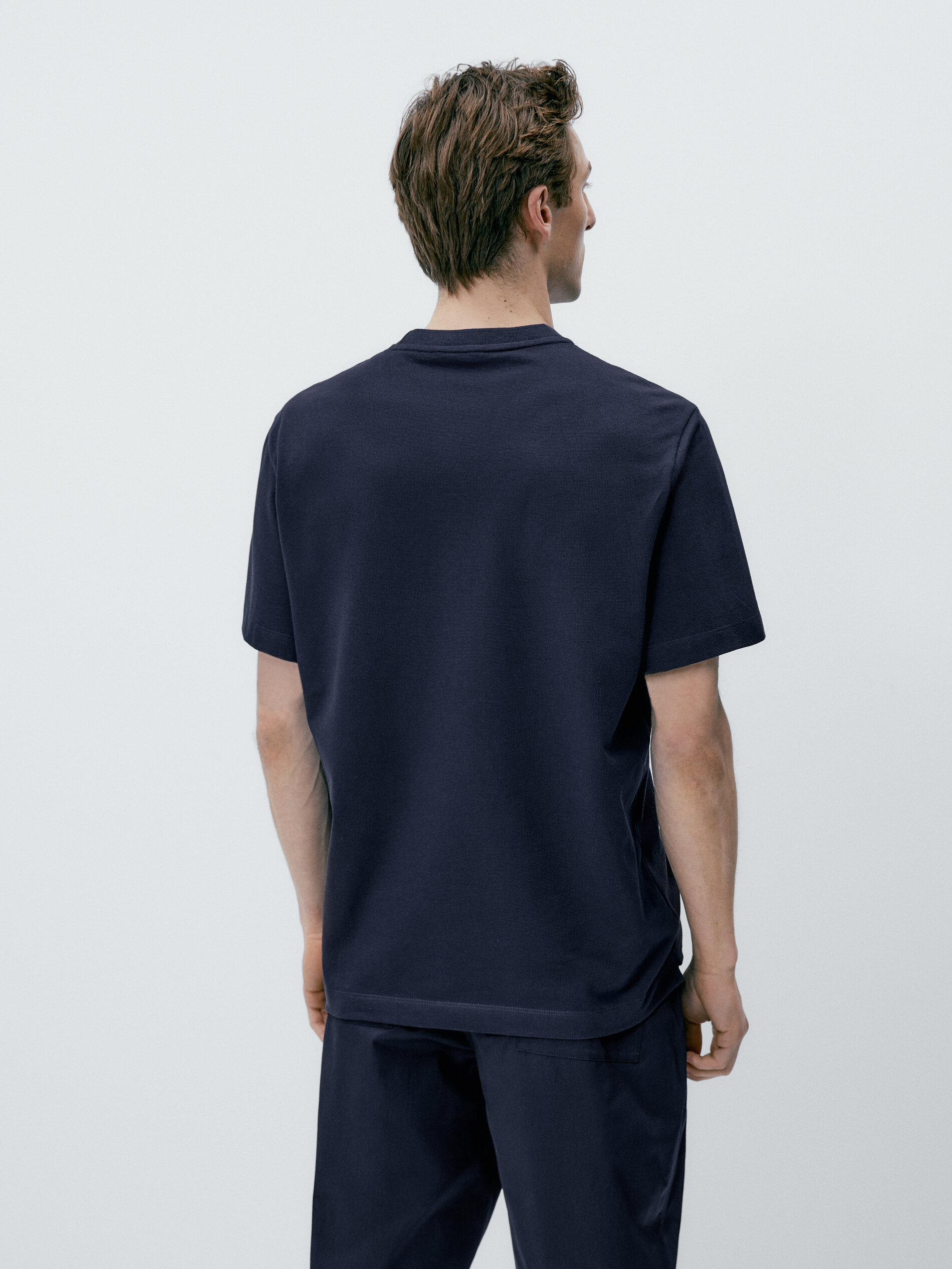 Camiseta algodón estructura manga corta - AZUL MARINO