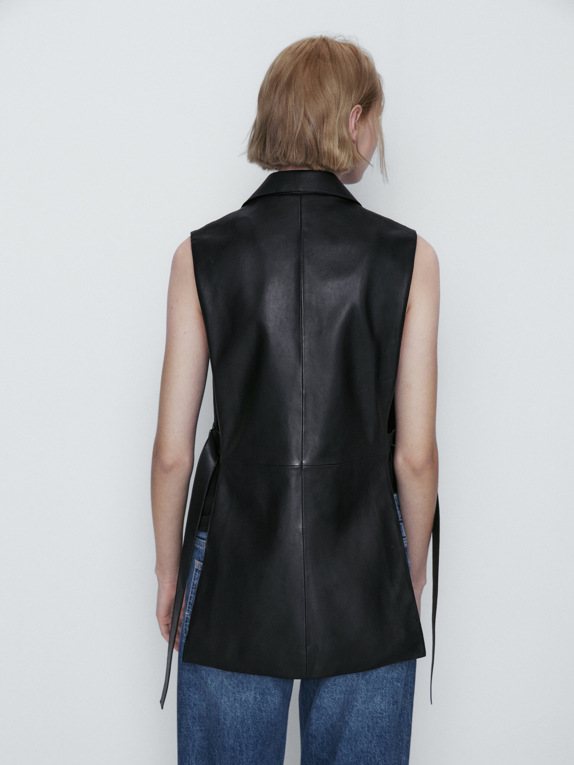 Chaleco piel napa - NEGRO