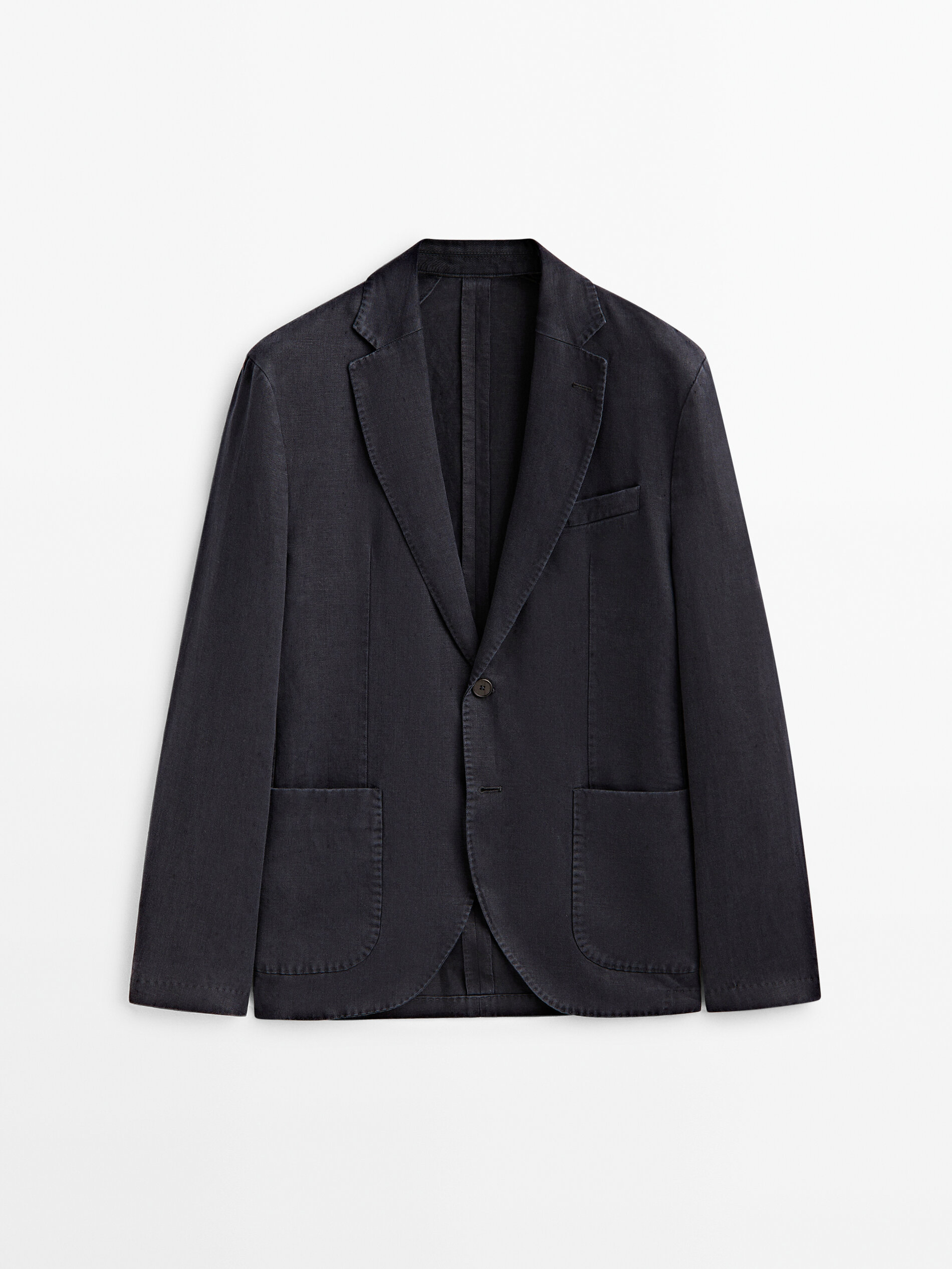 Americana lino tintada azul marino - AZUL MARINO