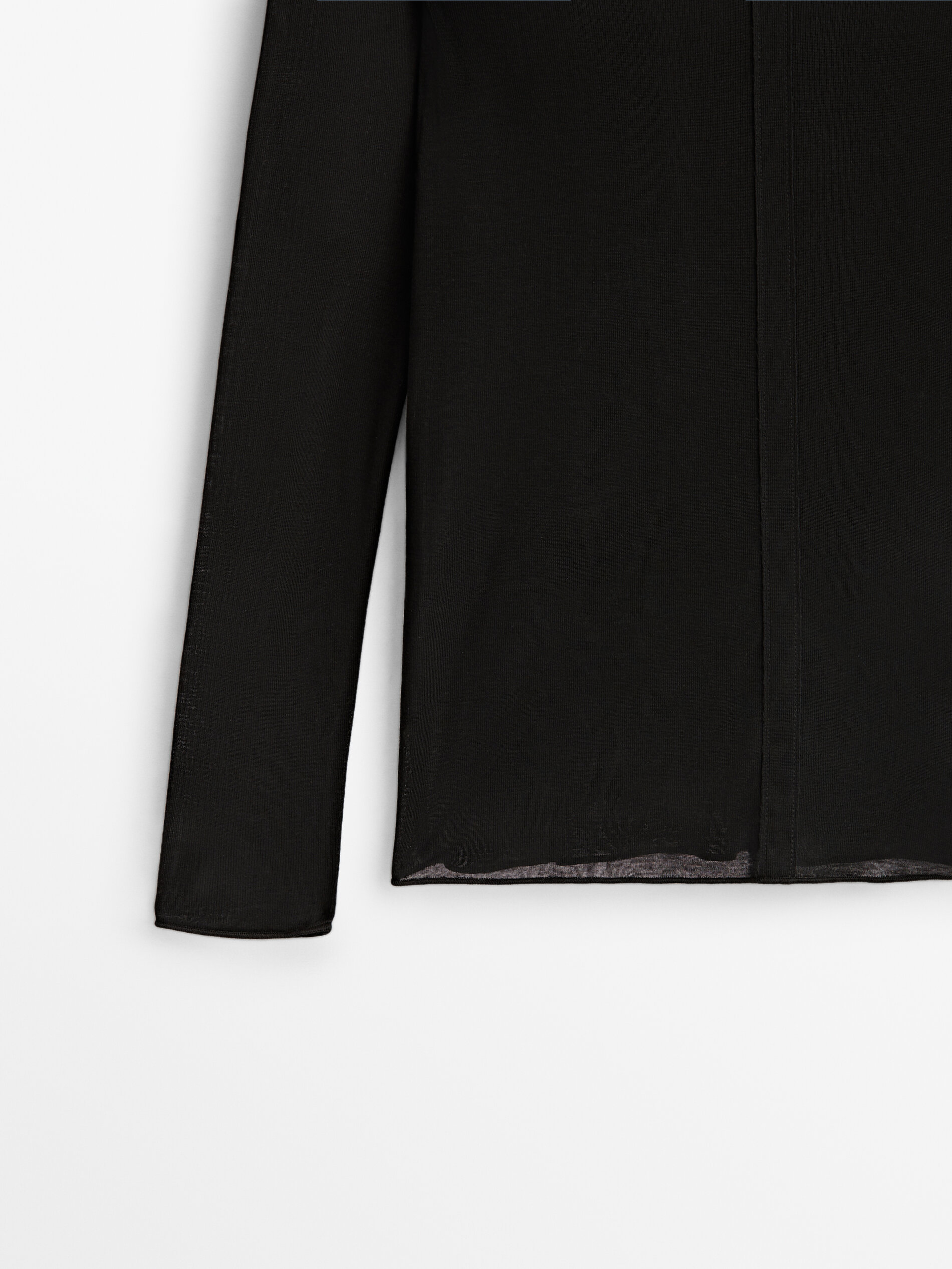 Camiseta semitransparente costura - NEGRO