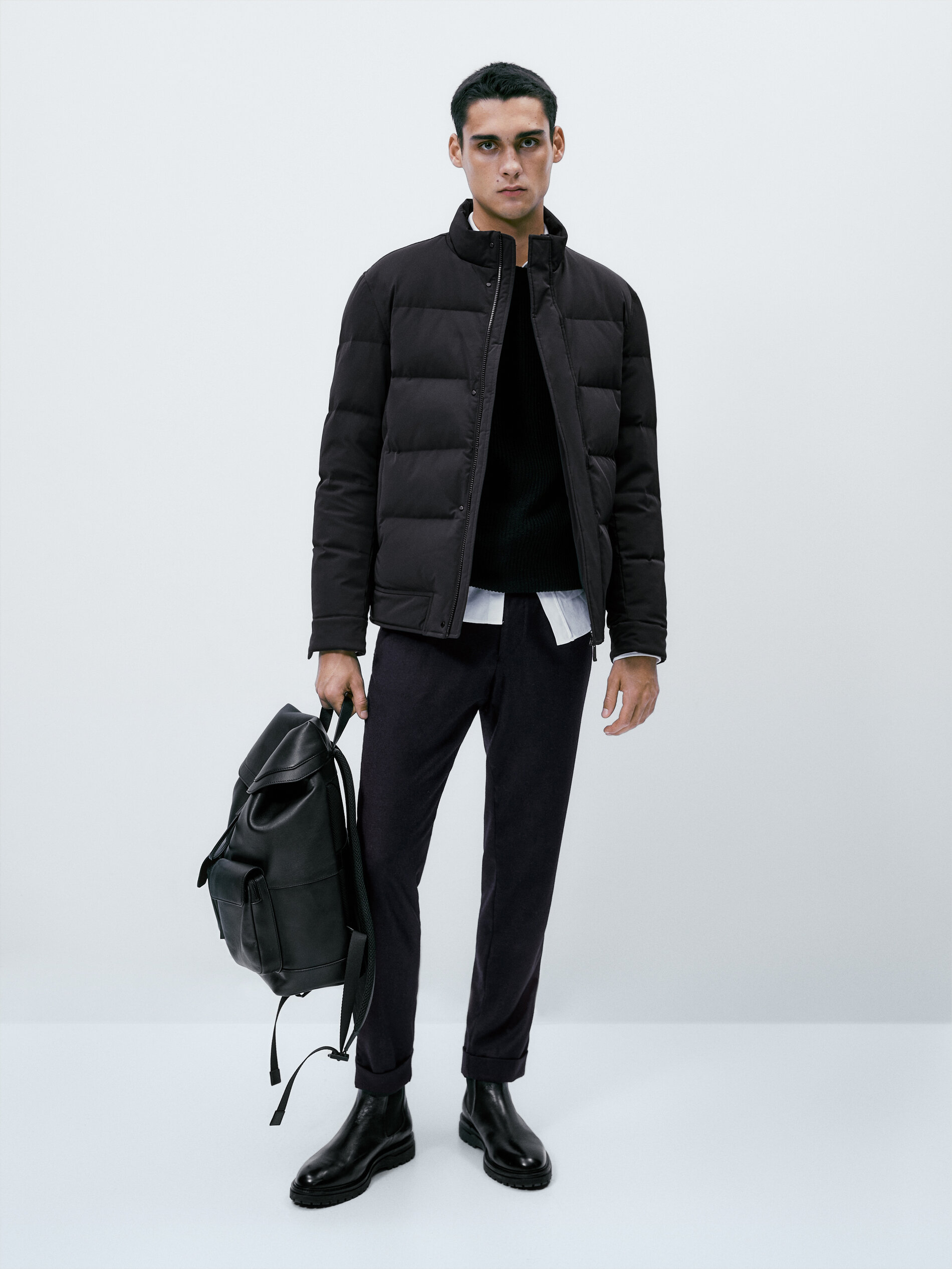 Chaqueta relleno plumón y plumas bi-stretch - AZUL MARINO