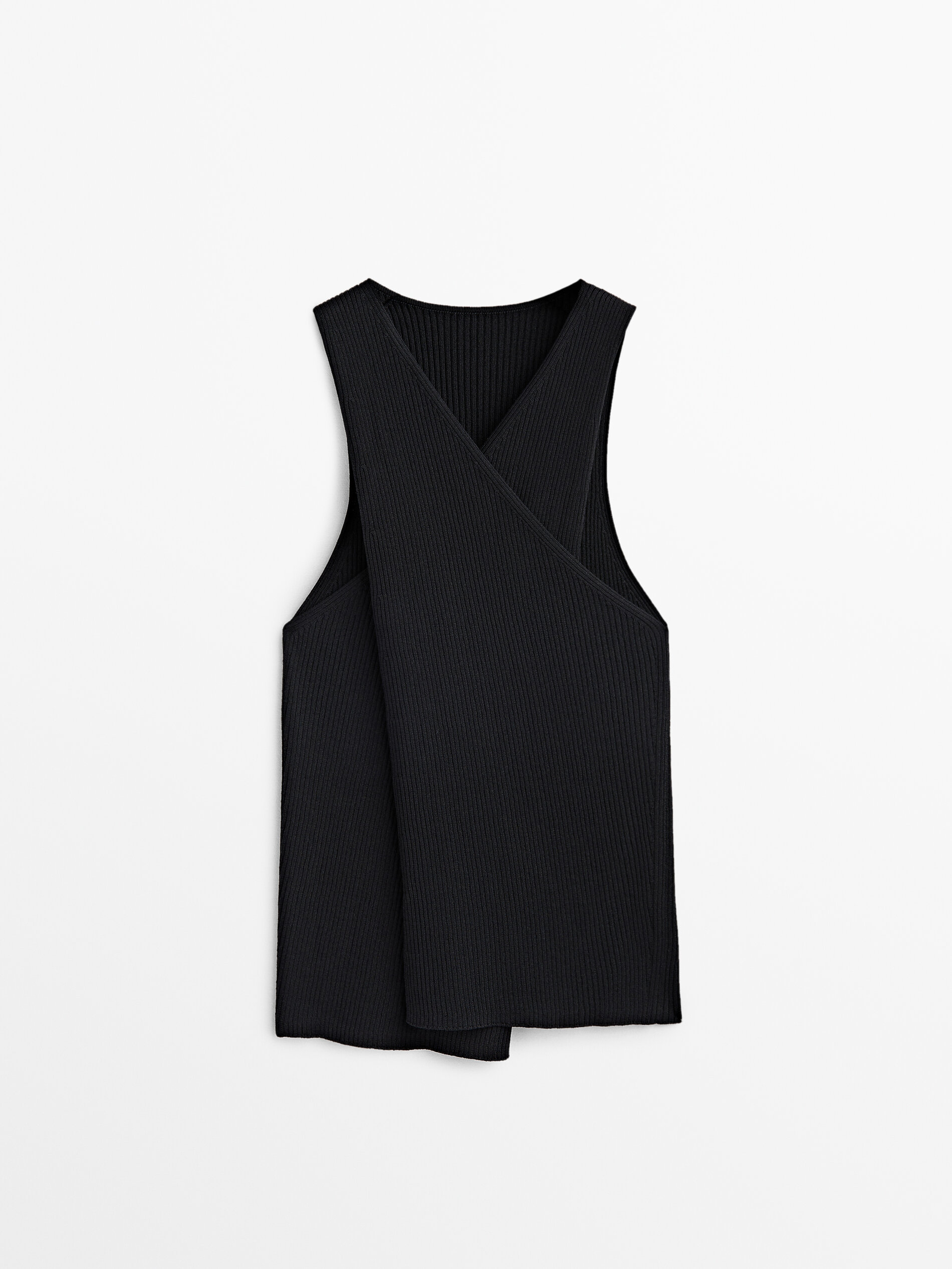 Top cruzado canalé - NEGRO