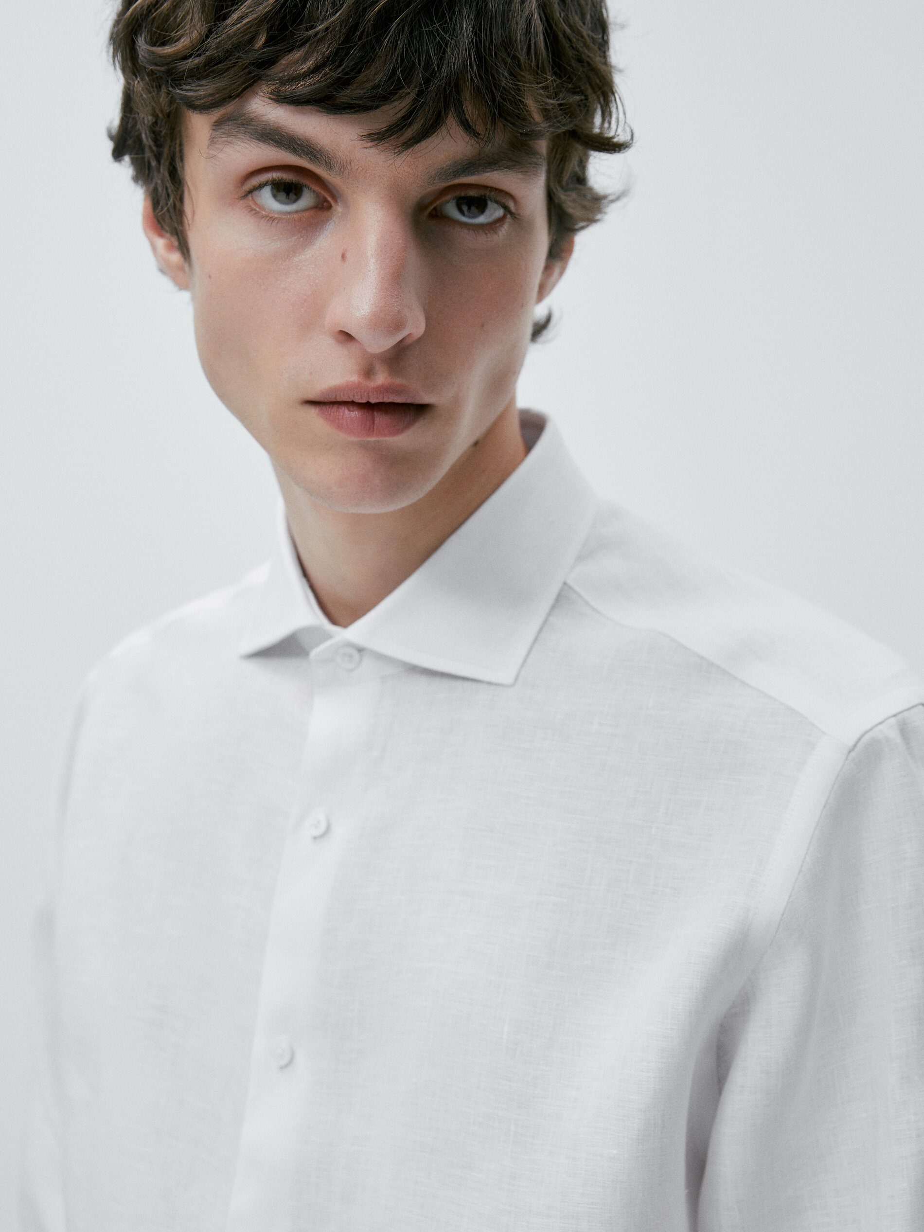 Camisa 100% lino slim fit - BLANCO