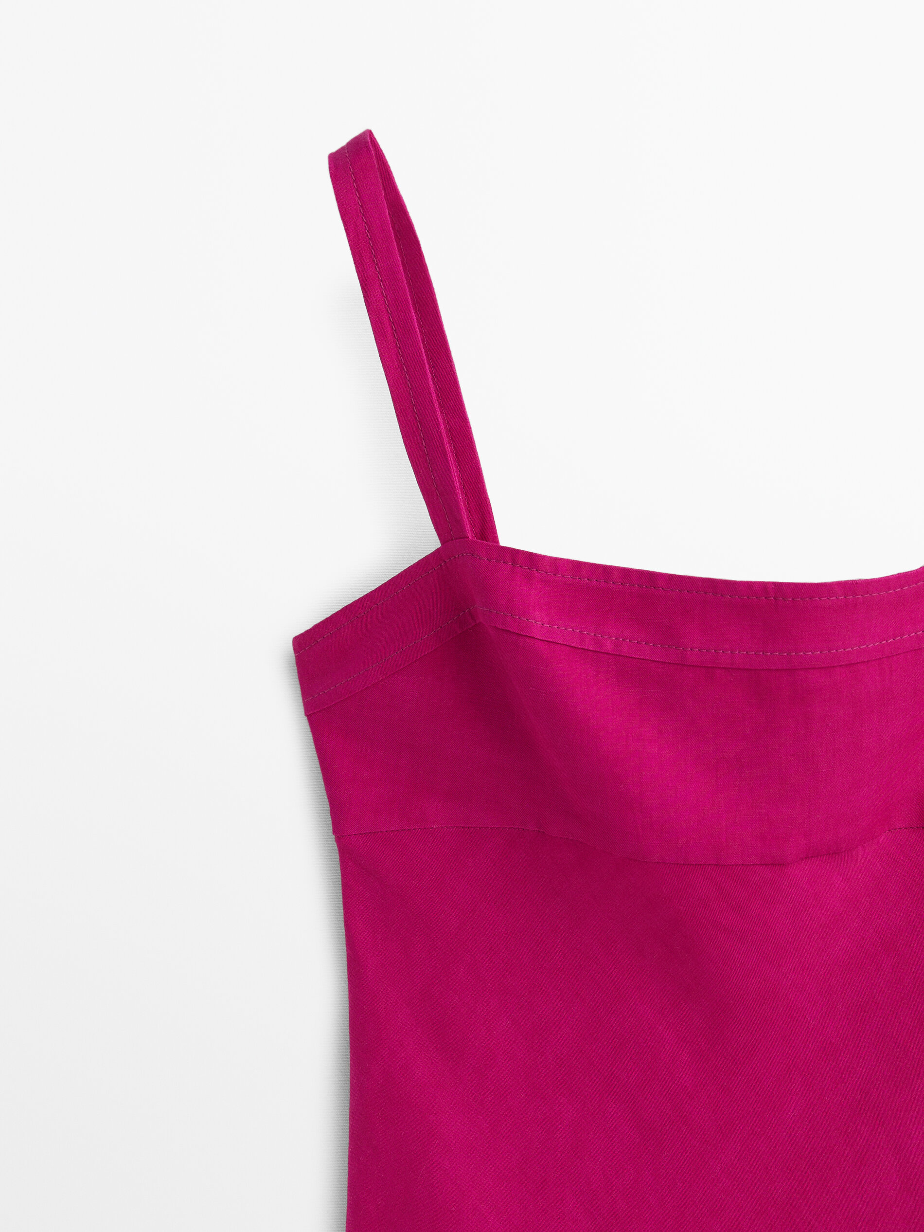 Vestido midi con lino tirantes - Buganvilla