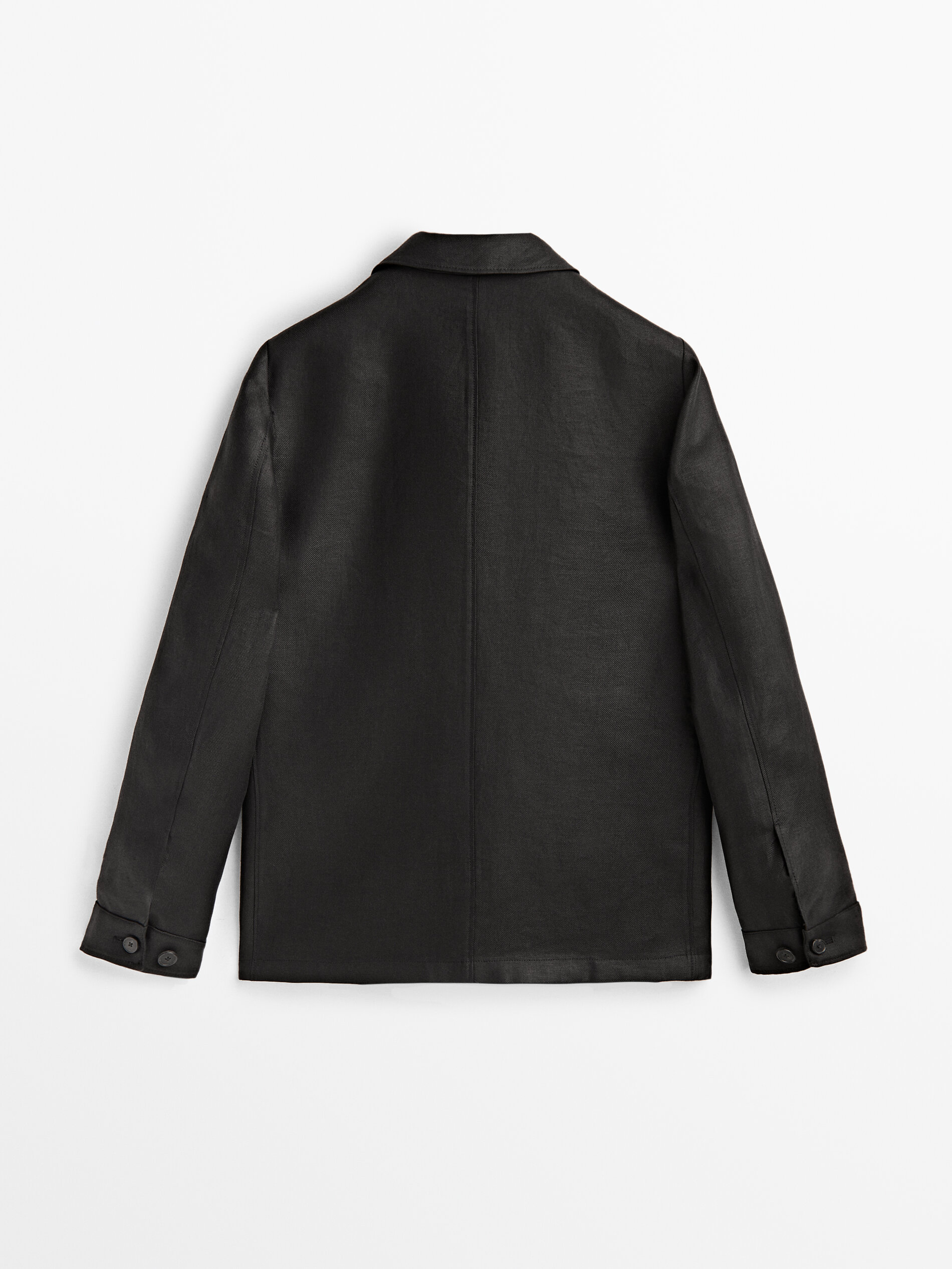 Sobrecamisa sarga 100% lino - NEGRO