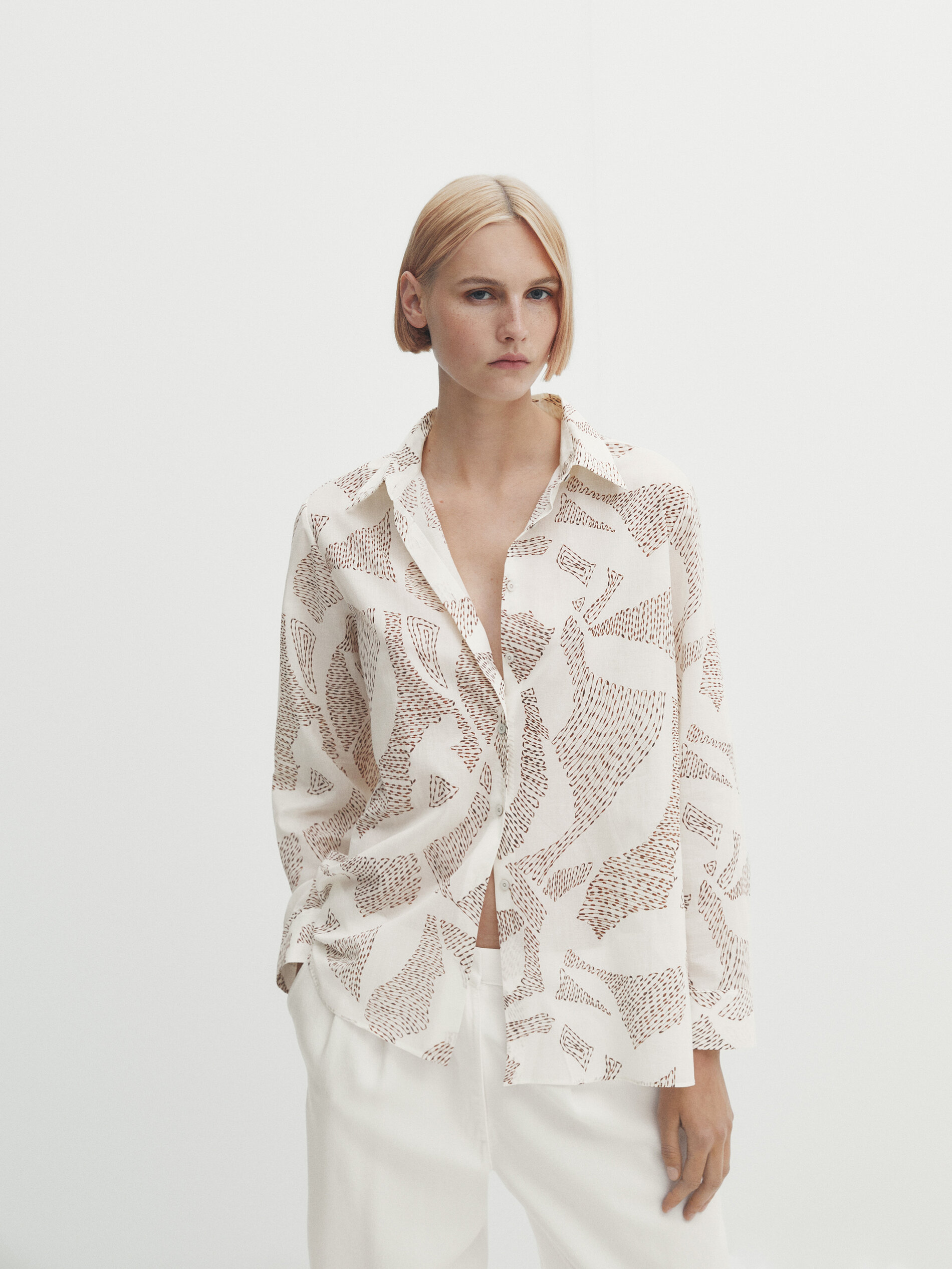 Camisa estampada 100% algodón - CRUDO