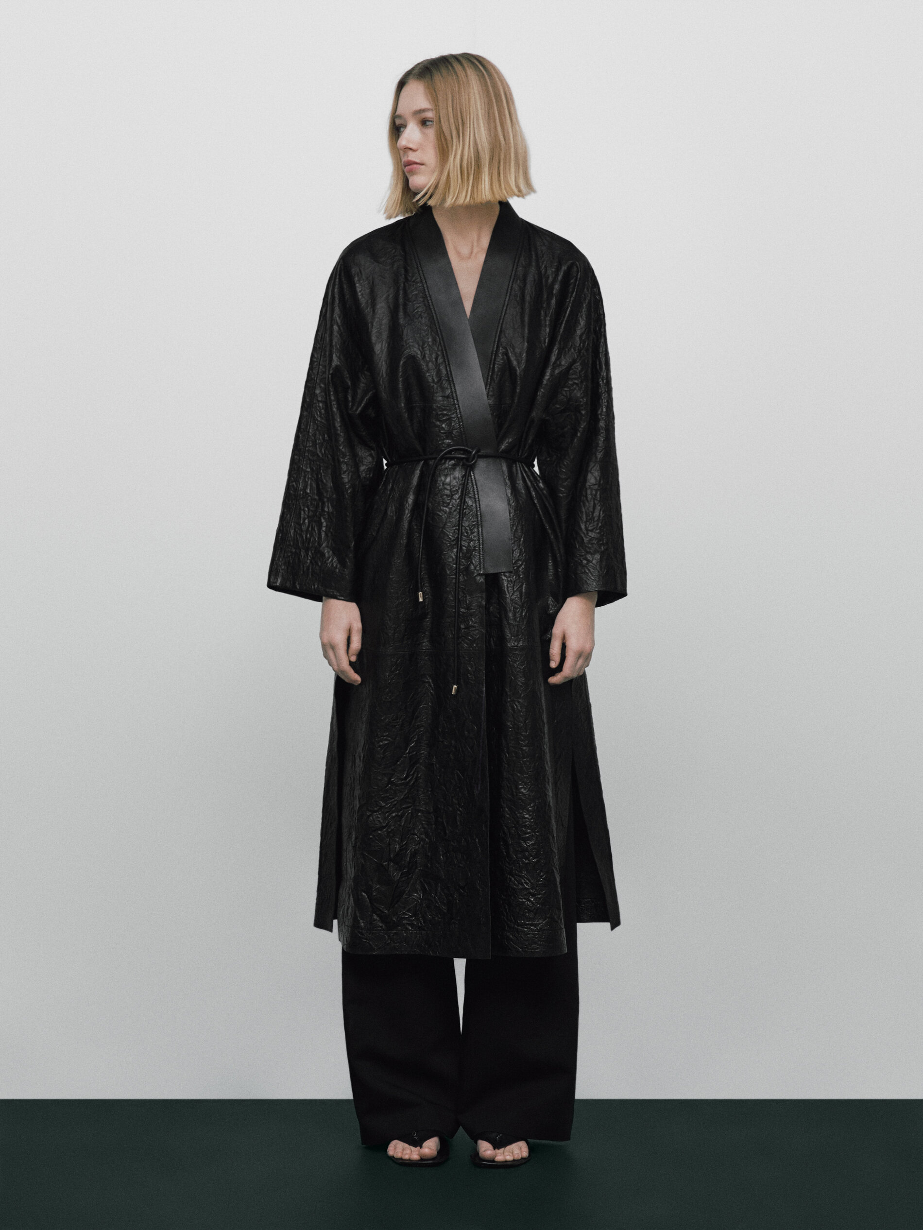 Kimono piel napa craquelada Limited edition - NEGRO
