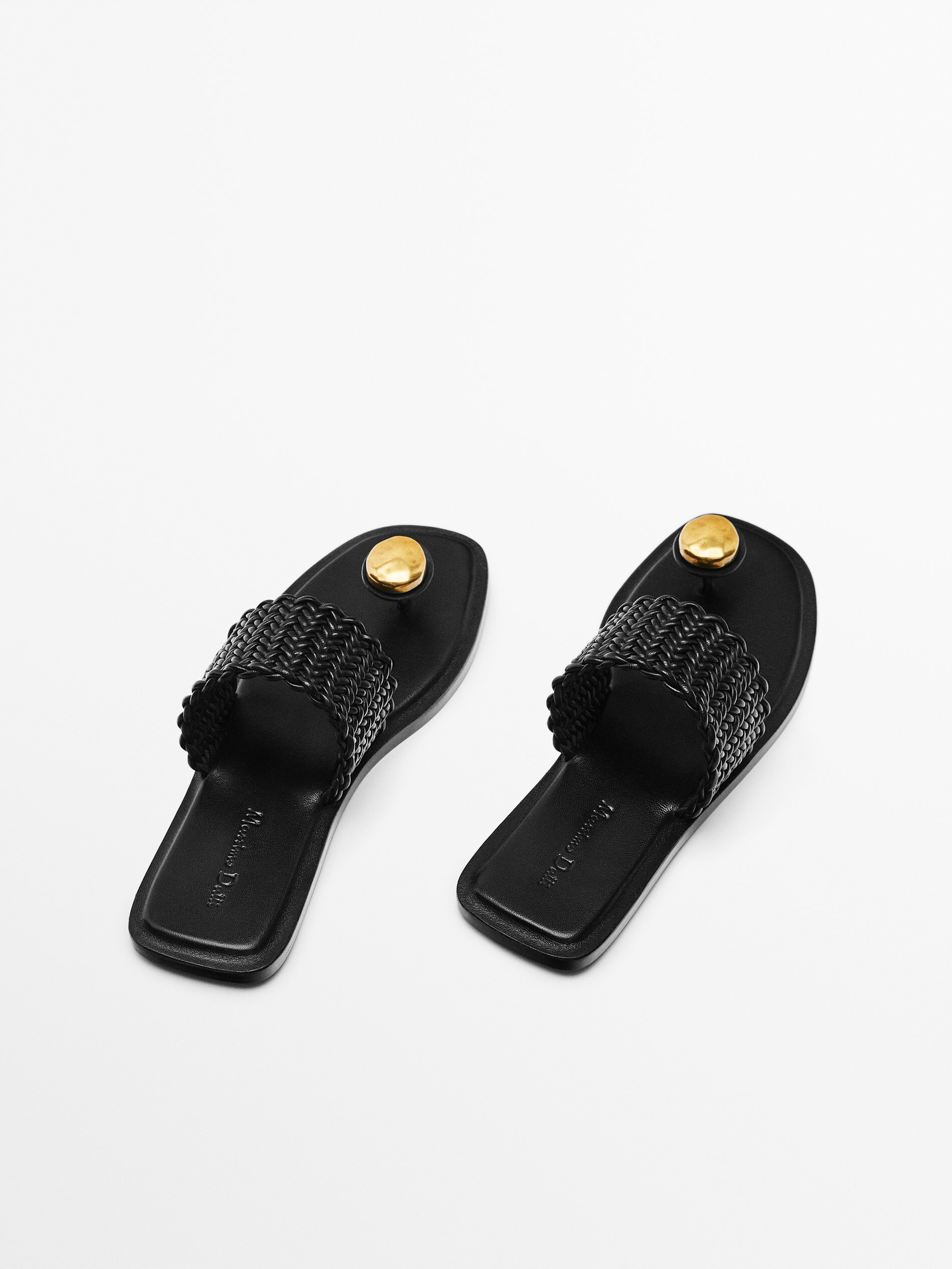 Sandalia trenzada dedo joya - NEGRO