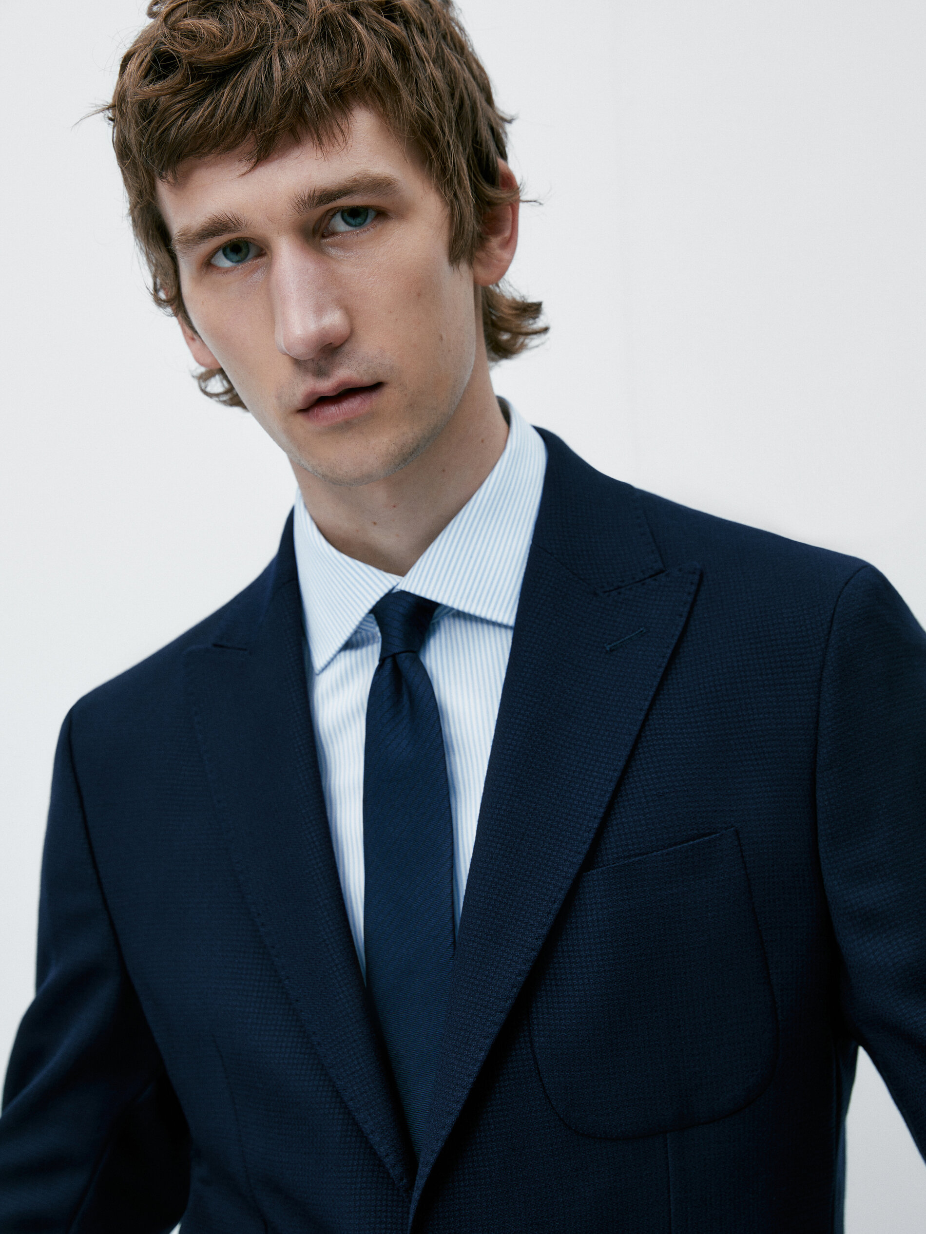 Americana estructura lana azul marino - AZUL MARINO