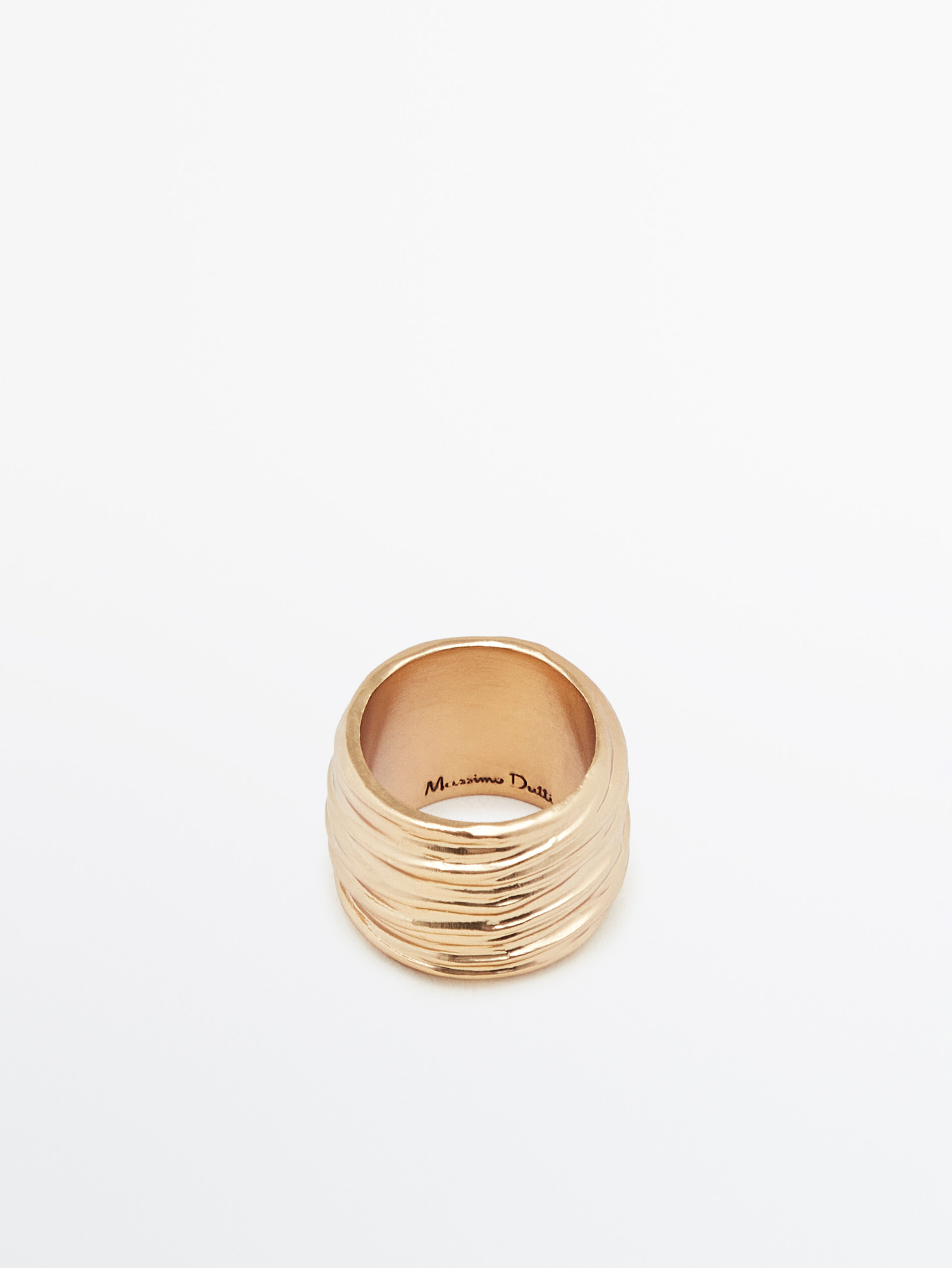 Anillo textura baño oro - DORADO