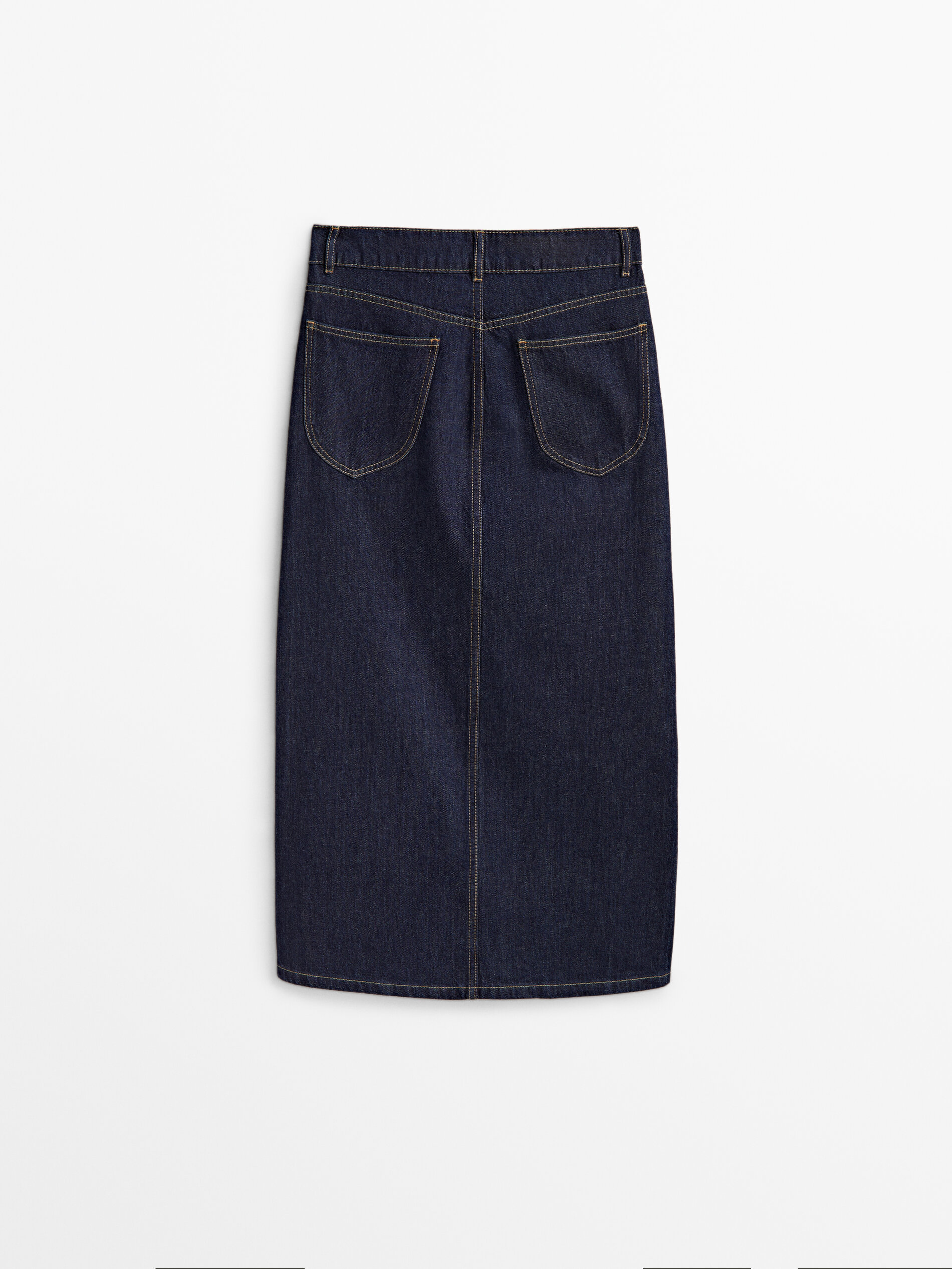 Falda denim tiro alto - AZUL MEDIO