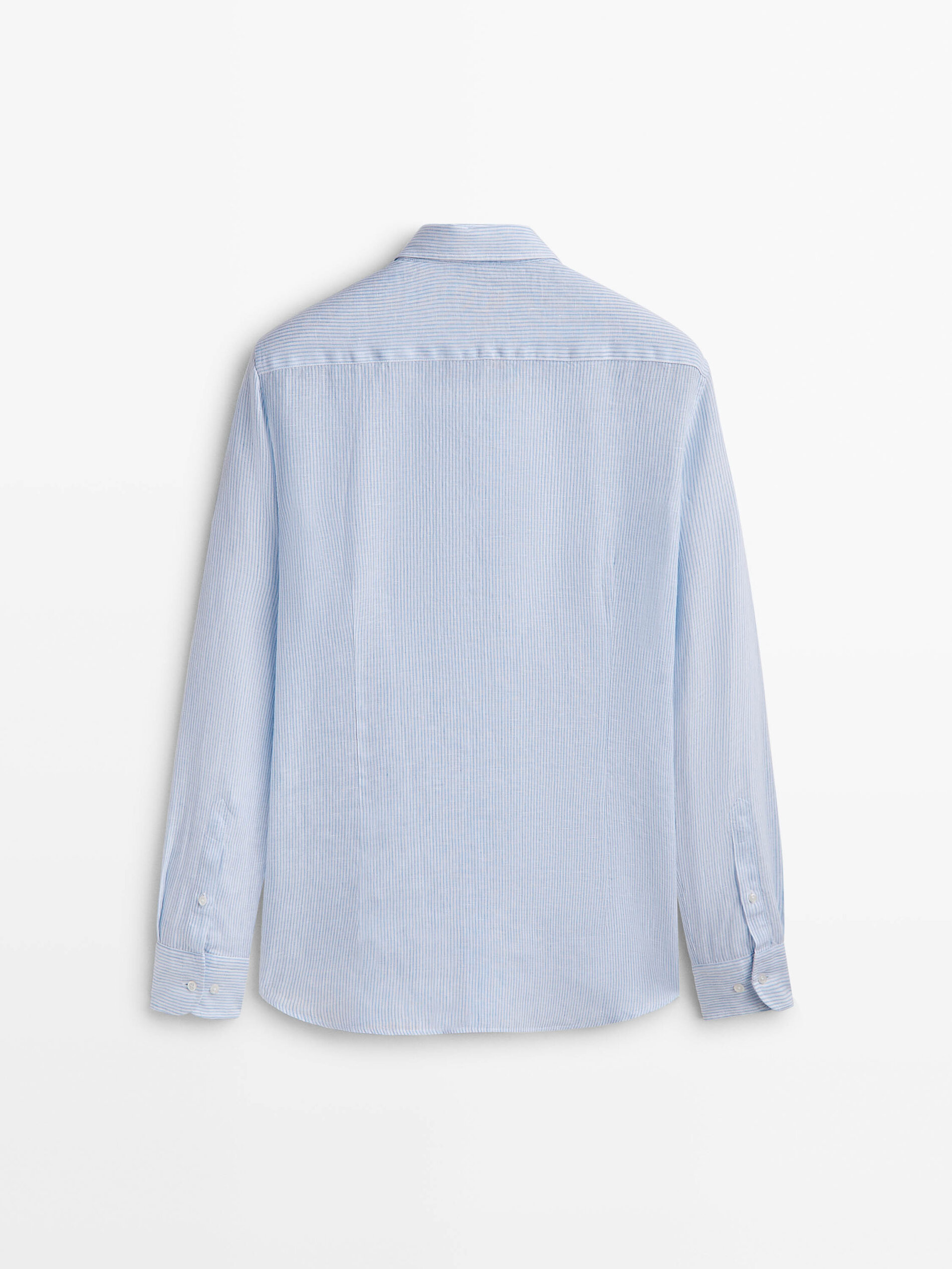 Camisa micro rayas lino slim fit - CELESTE