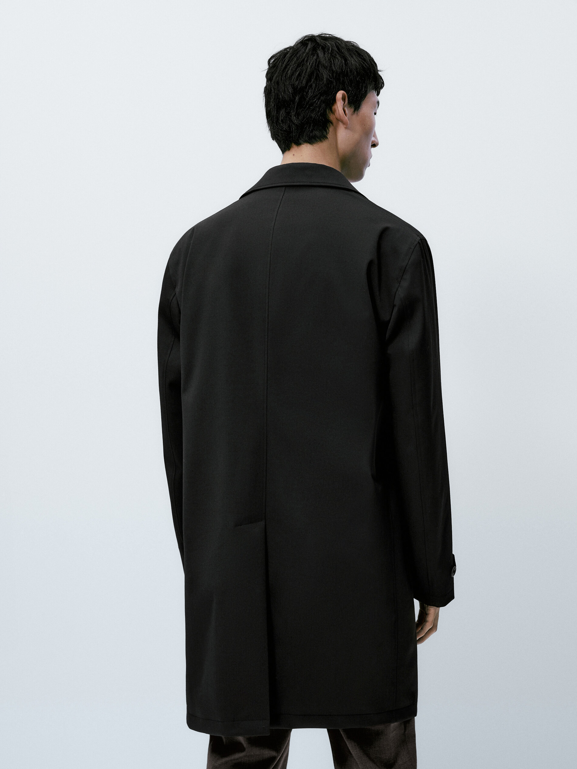 Chaqueta trench con lana - NEGRO