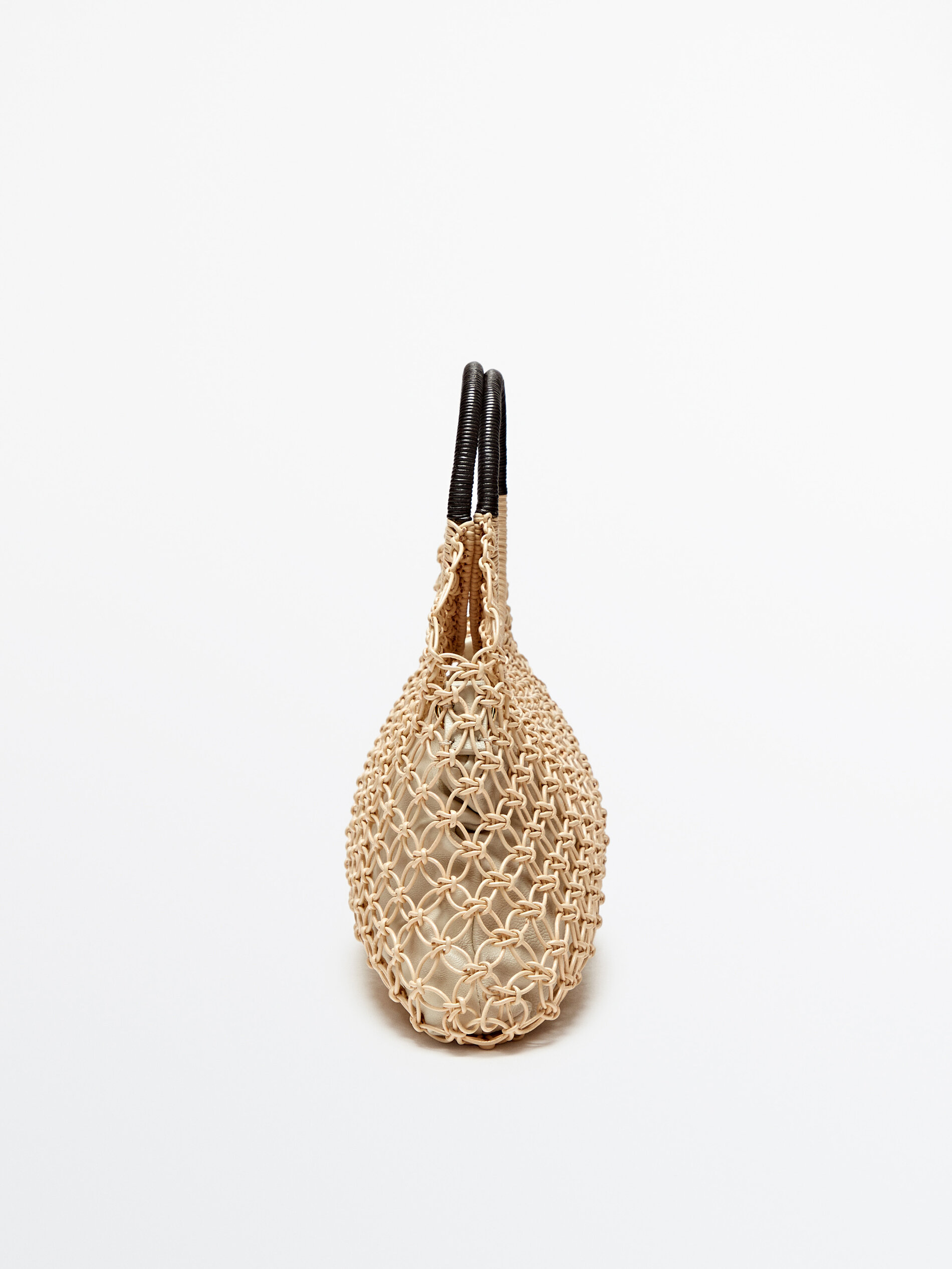 Bolso mini shopper trenzado tubular - BLANCO