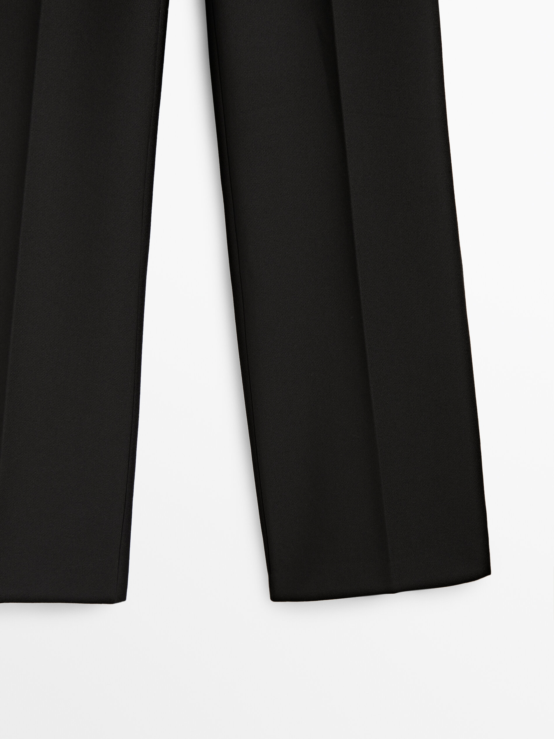 Pantalón tiro alto recto cinturón - NEGRO