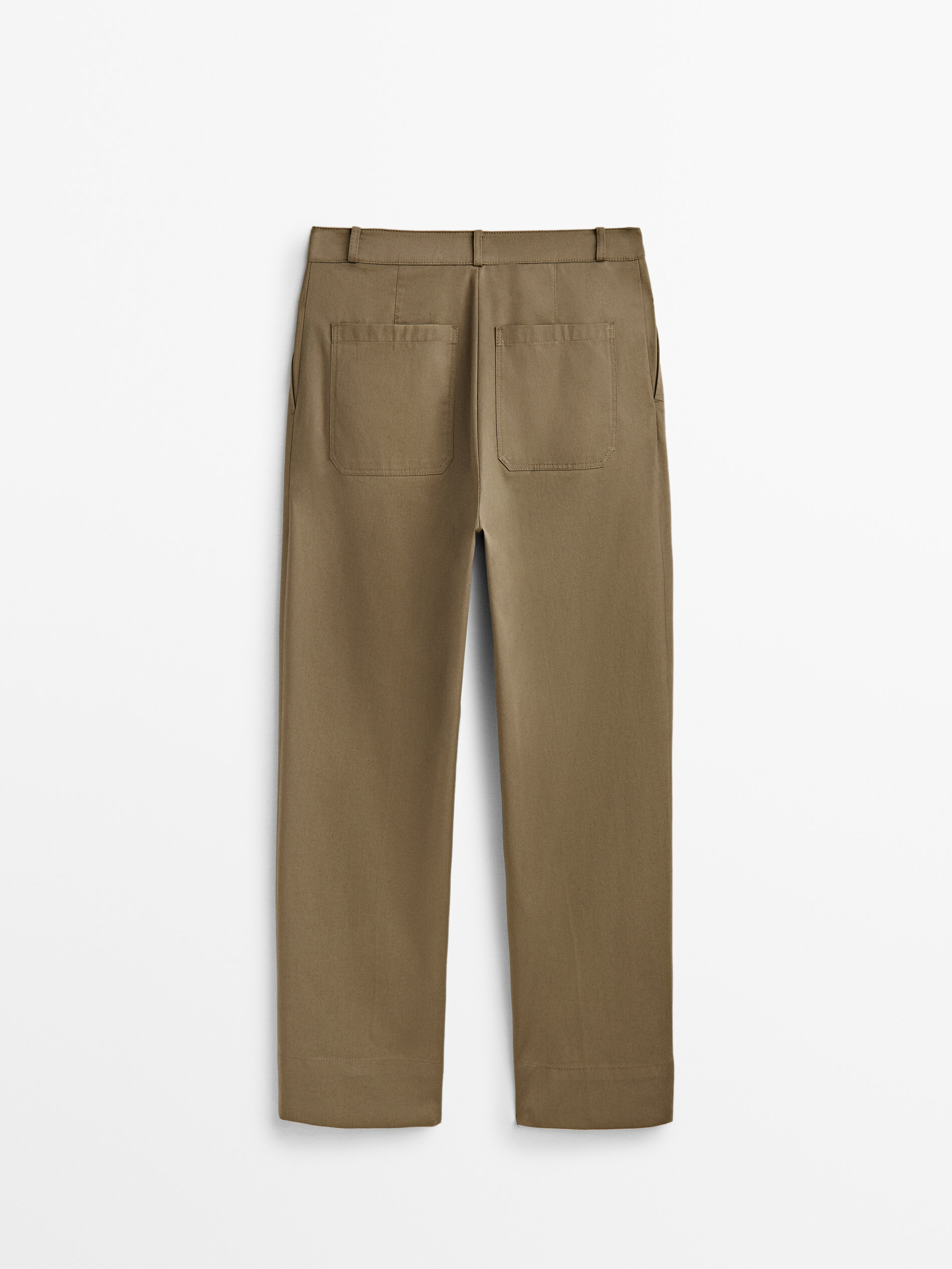 Pantalón sarga pinzas tapered fit - KAKI OSCURO