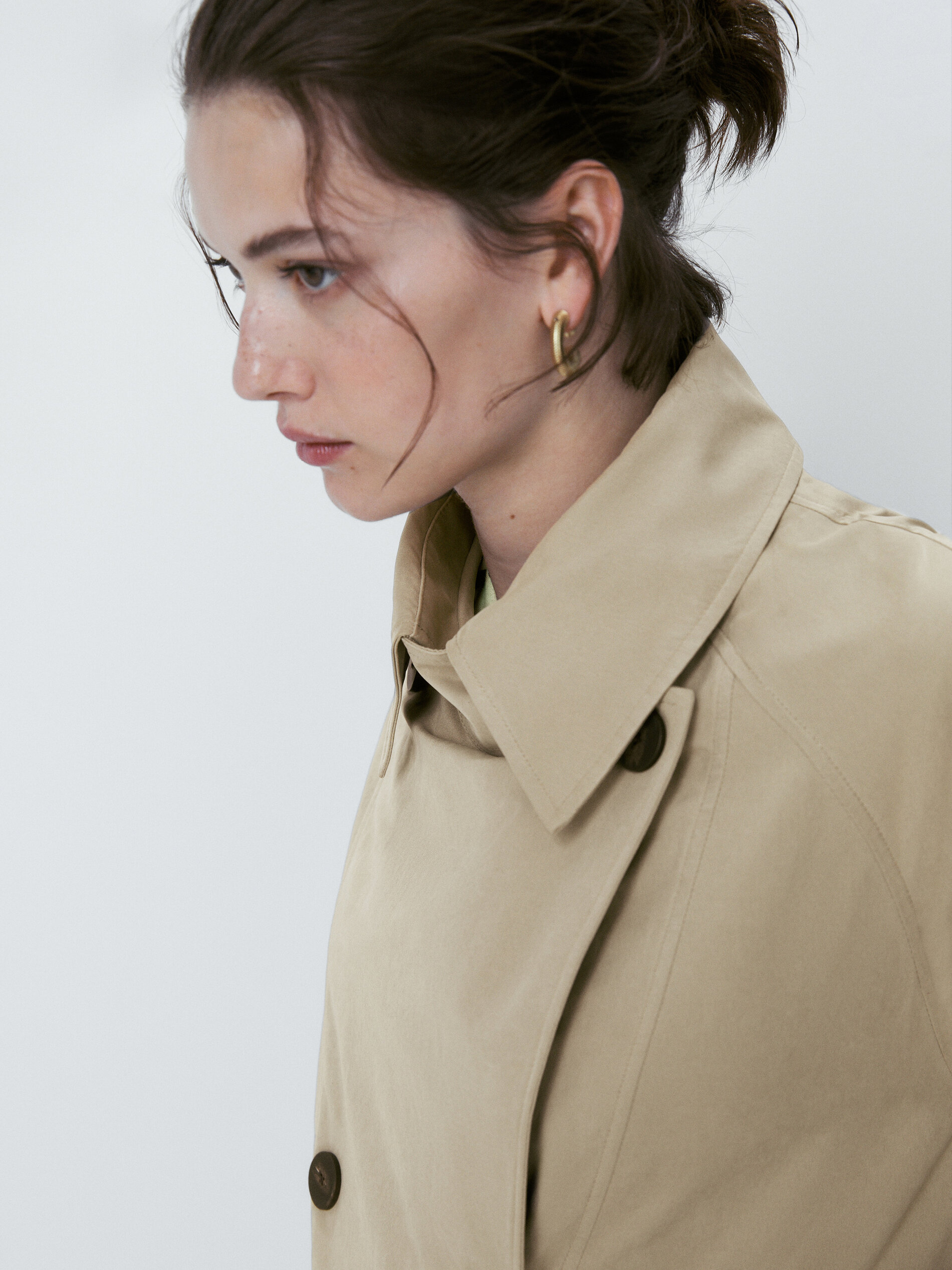 Chaqueta trench con algodón - BEIGE