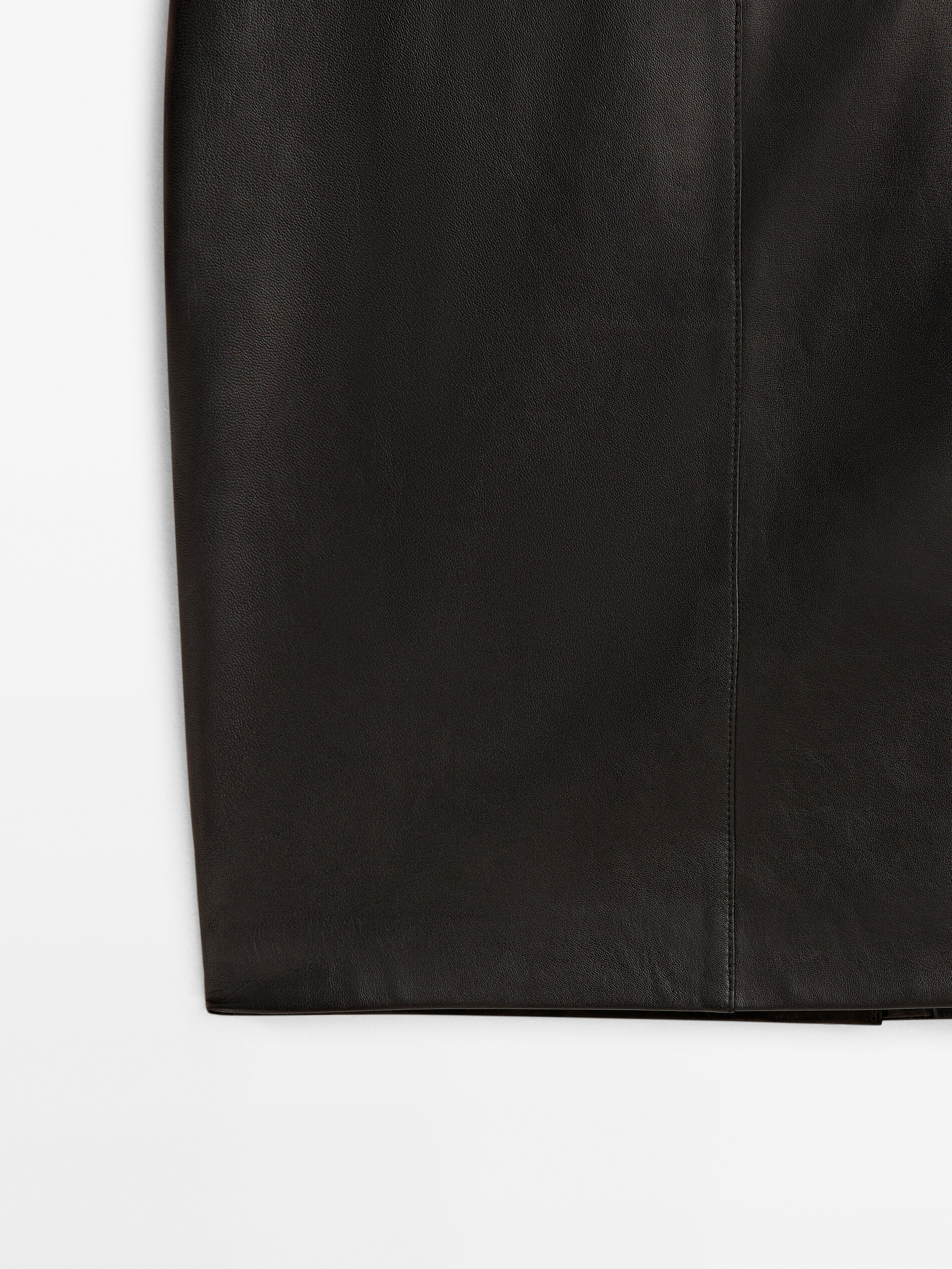 Falda midi piel napa - NEGRO