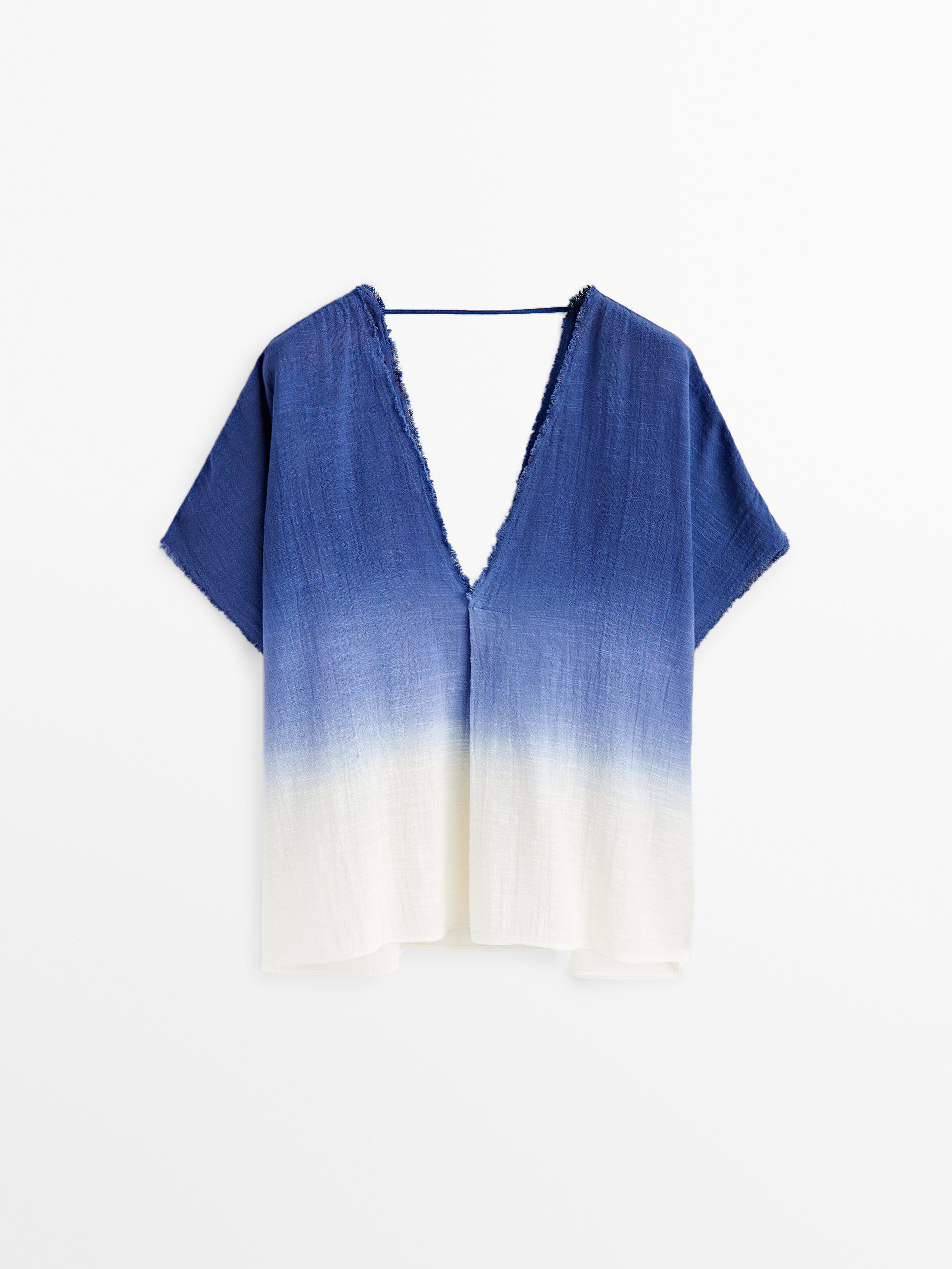 Camisa rústica degradado manga corta - CELESTE