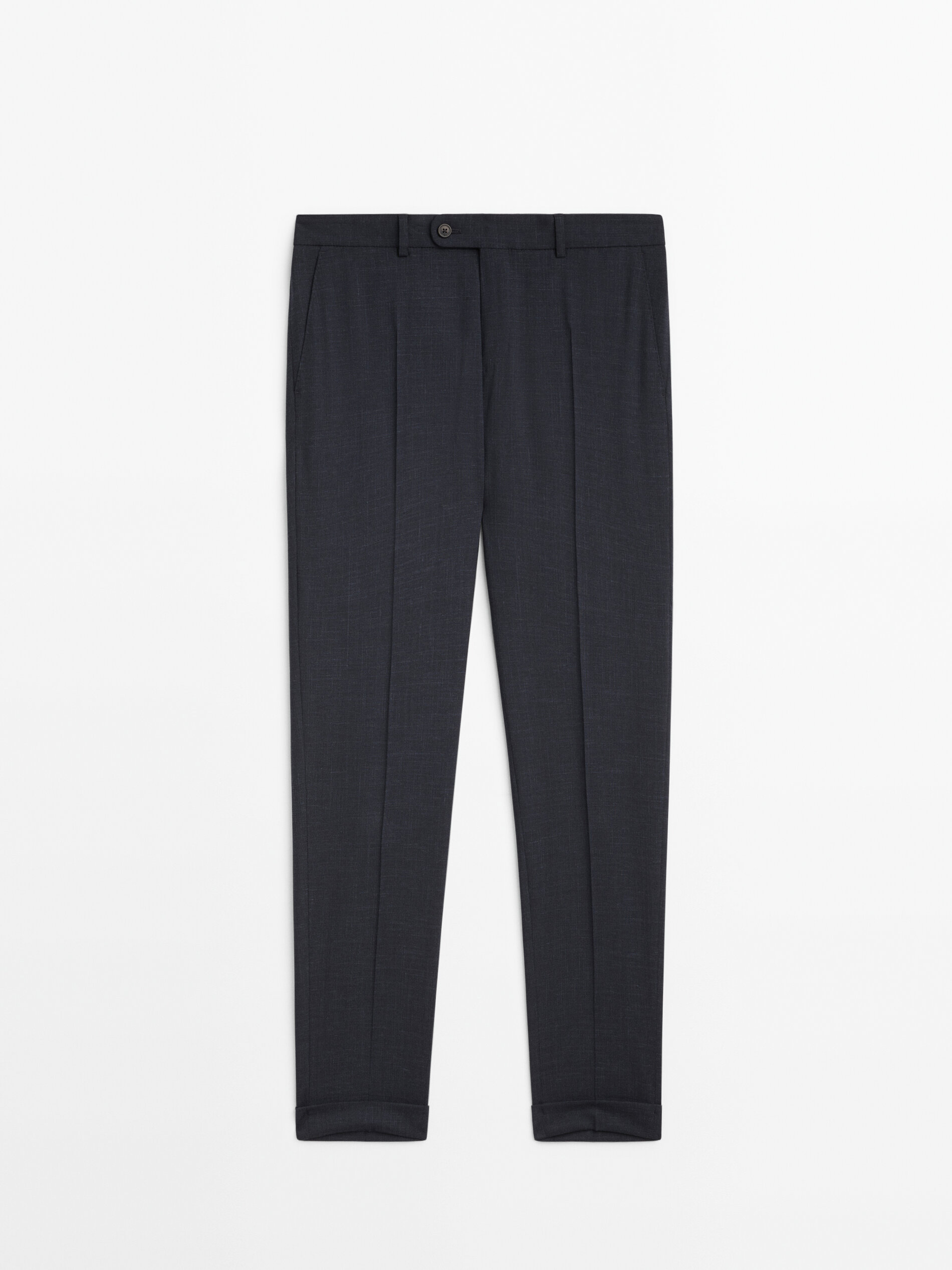 Pantalón traje estructura mezcla lana - AZUL MARINO