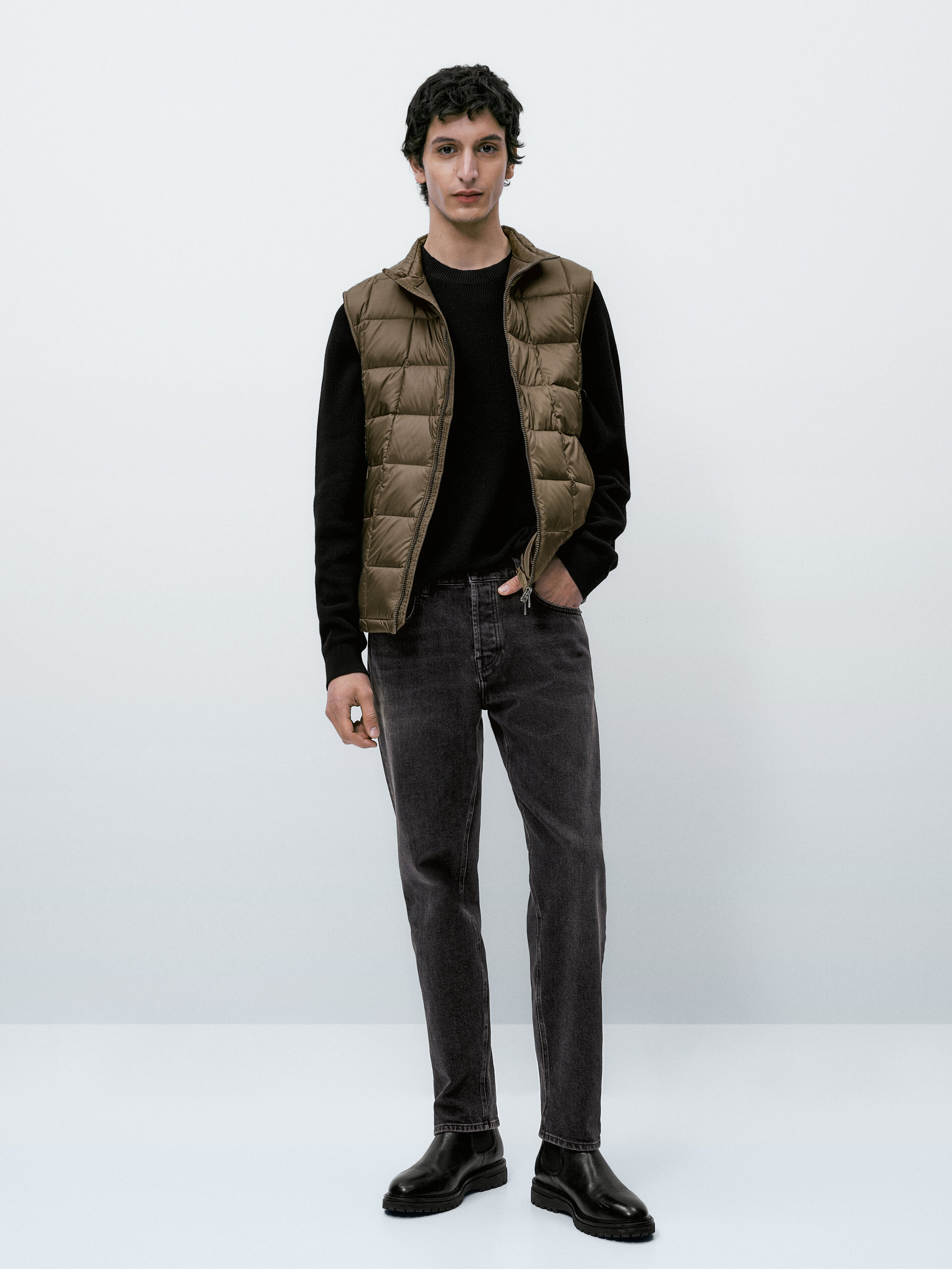 Chaleco acolchado ligero plumas - TOSTADO