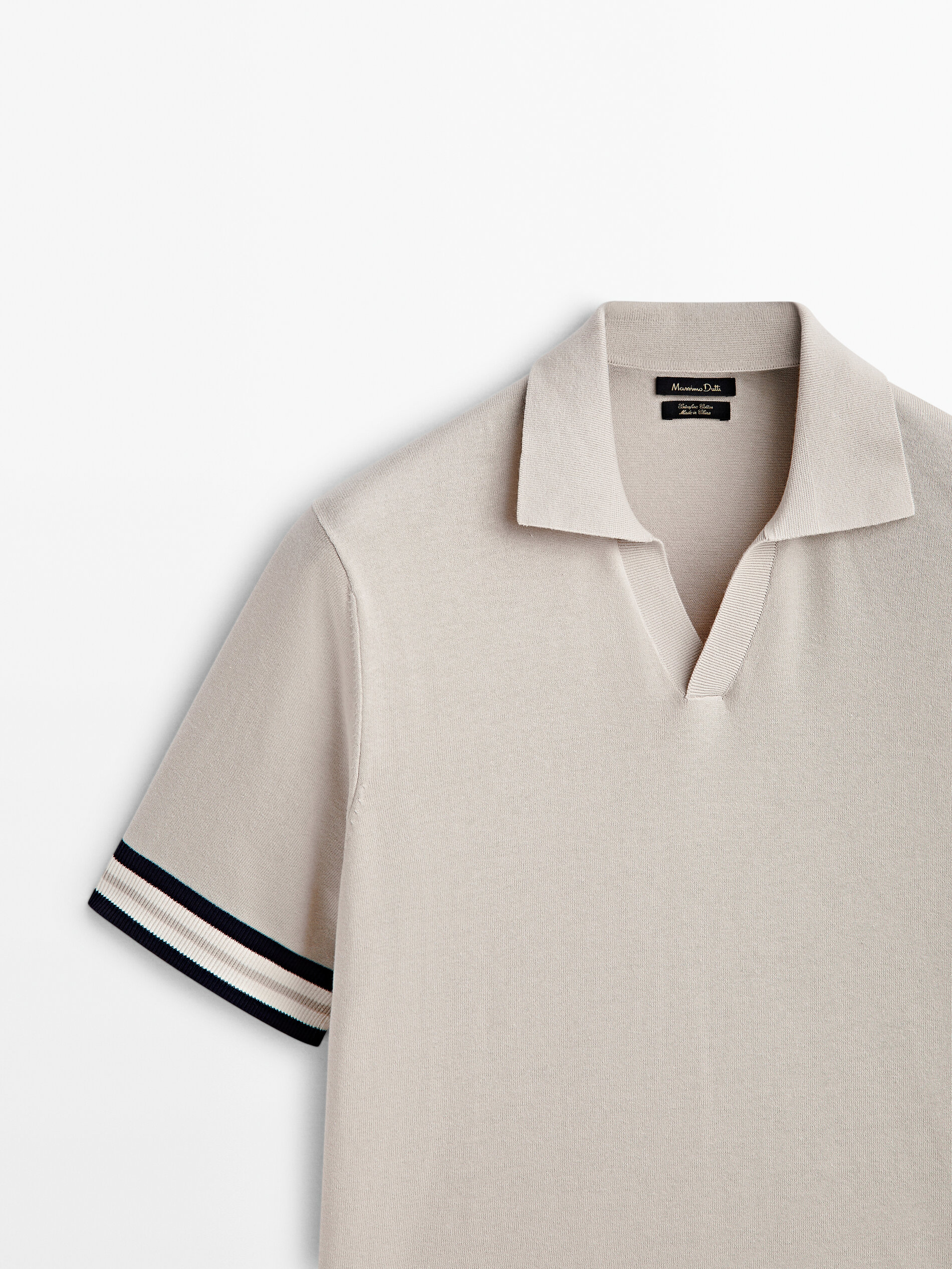Jersey polo manga corta contraste - Beige