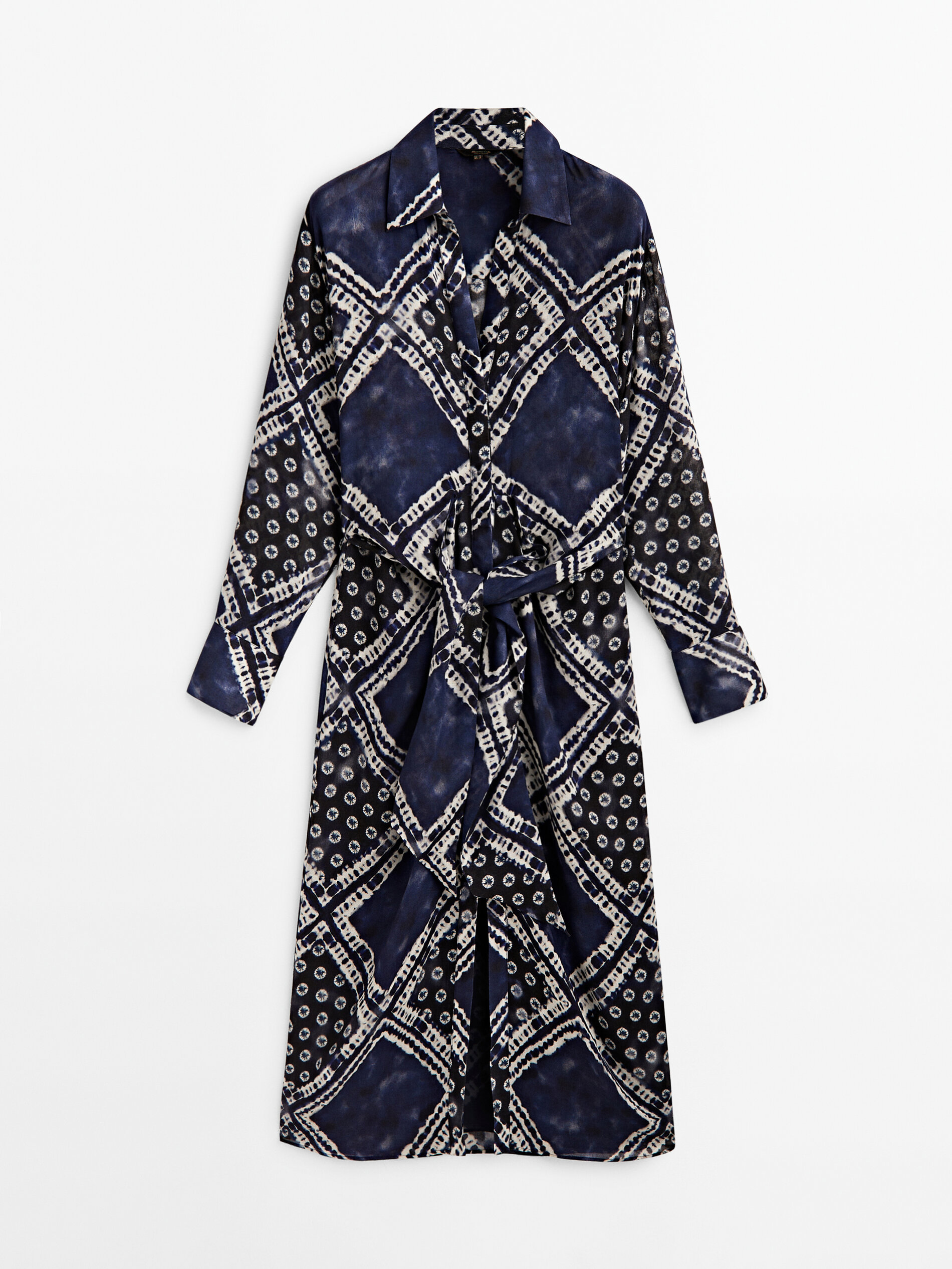 Vestido estampado detalle nudo - AZUL OSCURO