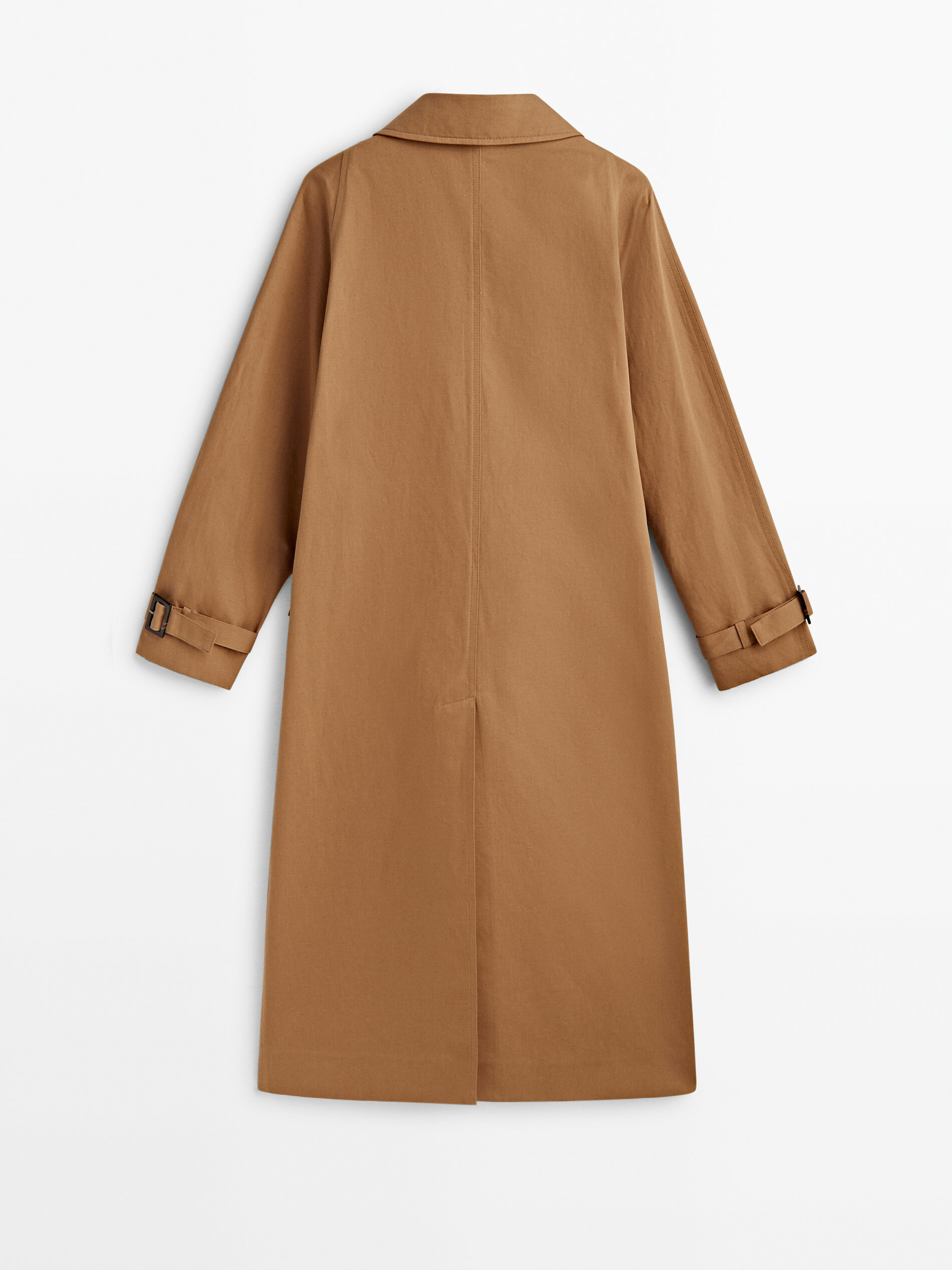 Chaqueta trench mezcla algodón lino - Tabaco