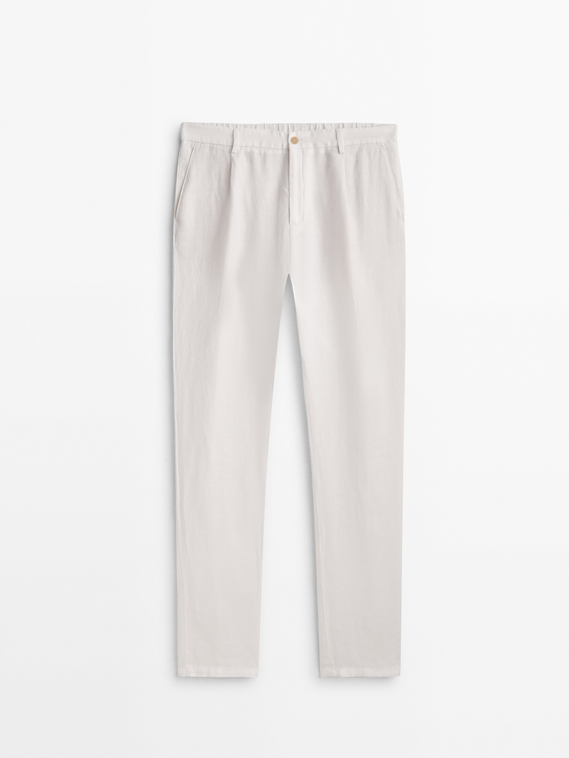 Pantalón 100% lino pinzas - BLANCO