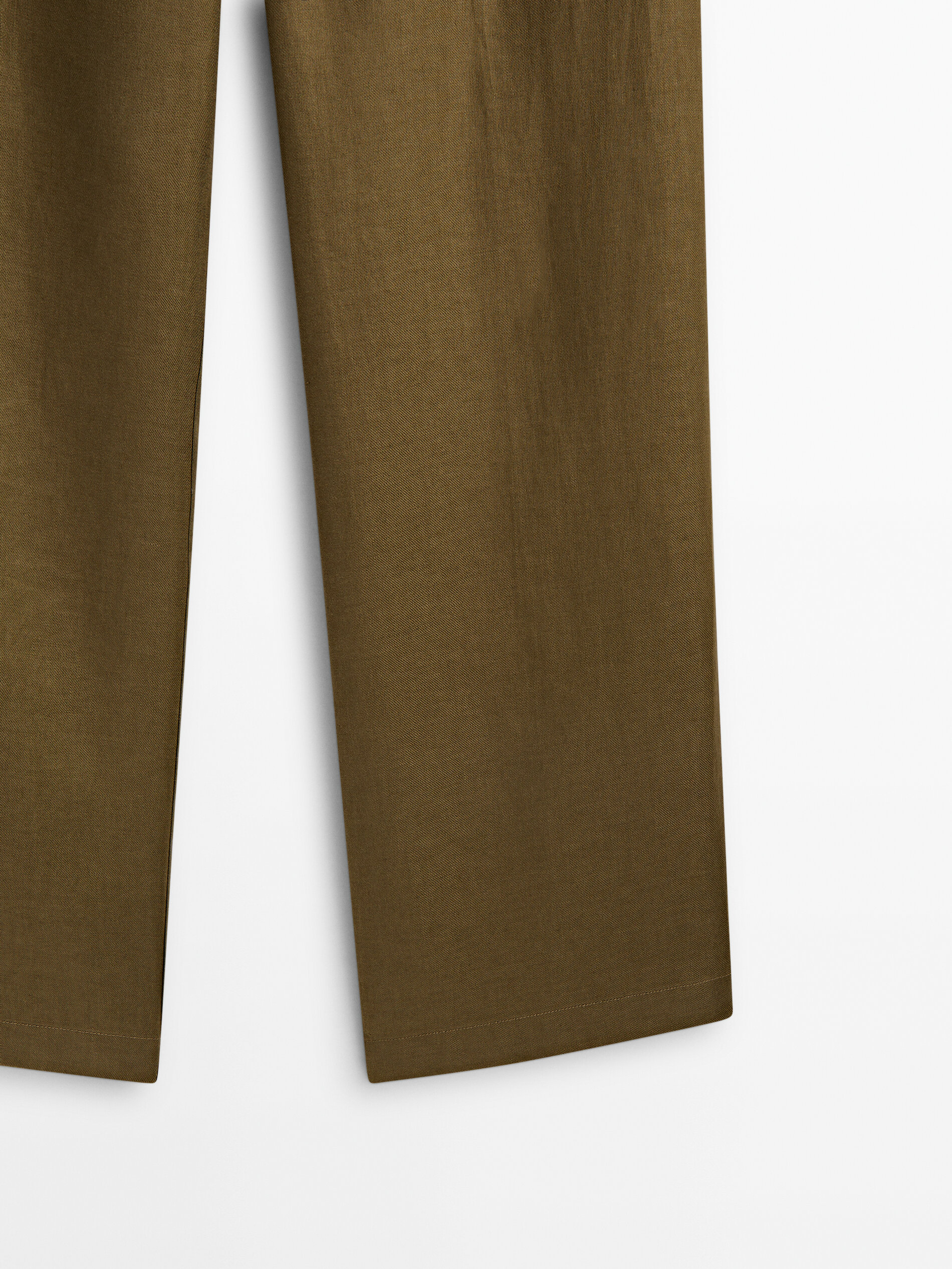 Pantalón lino pinzas jogging fit - KAKI