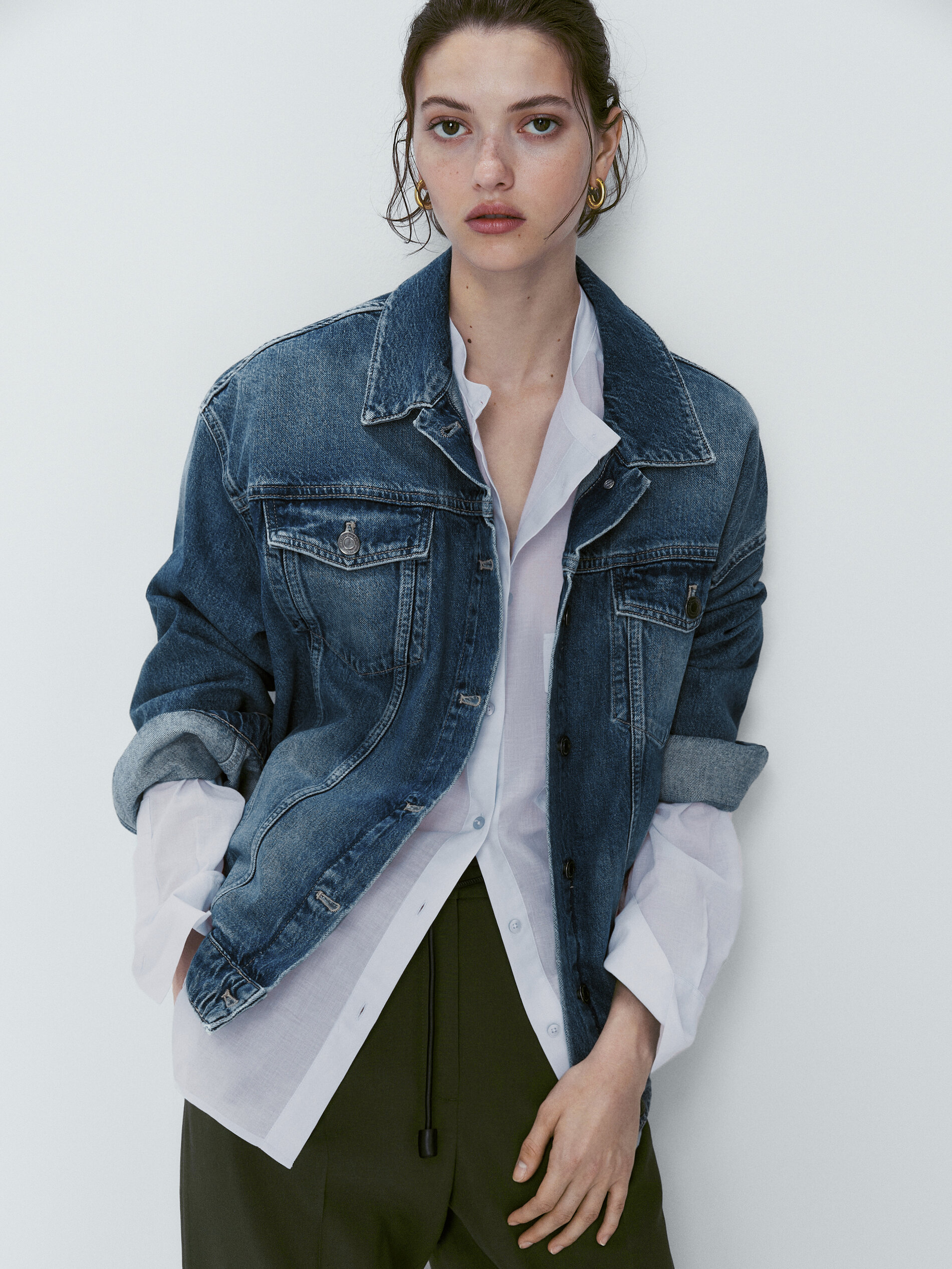 Camisa voile algodón bolsillos - AZUL