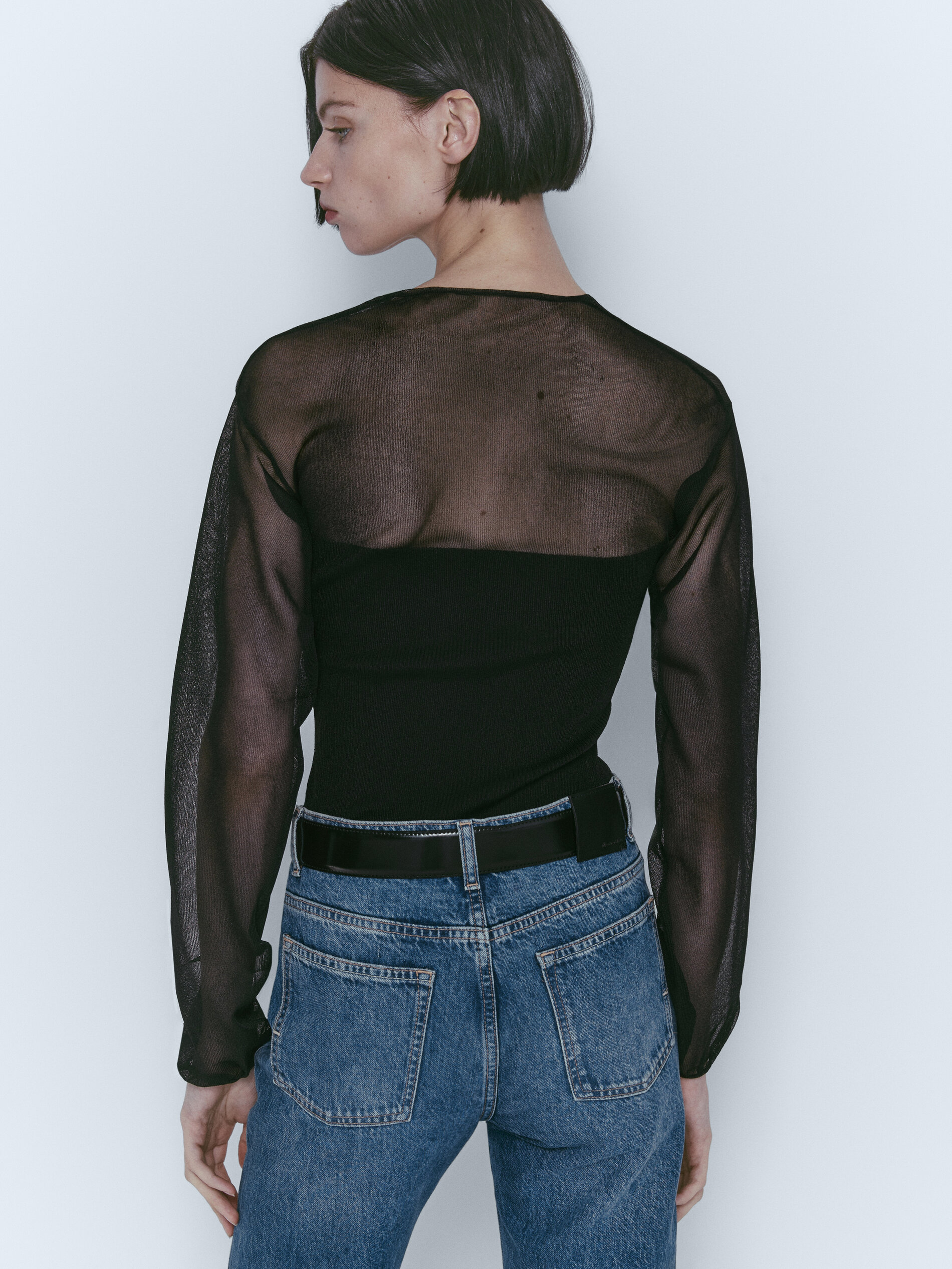 Jersey punto tejido combinado - NEGRO