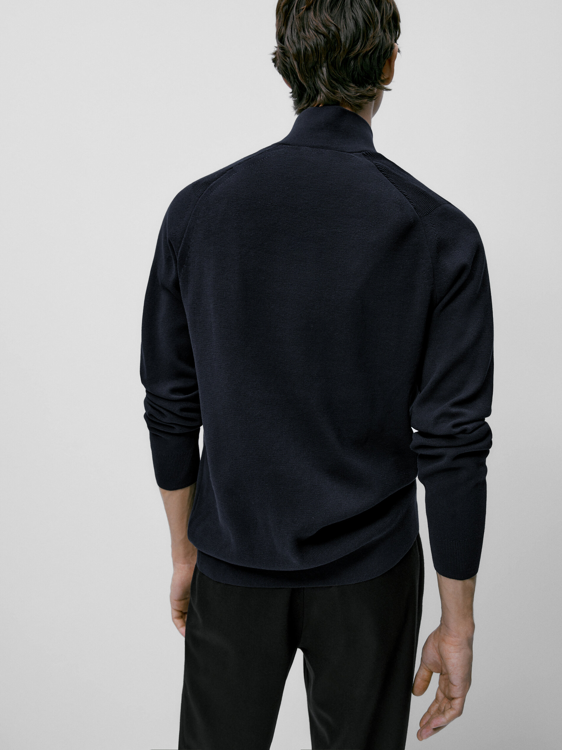 Jersey cuello mock cremallera - AZUL MARINO