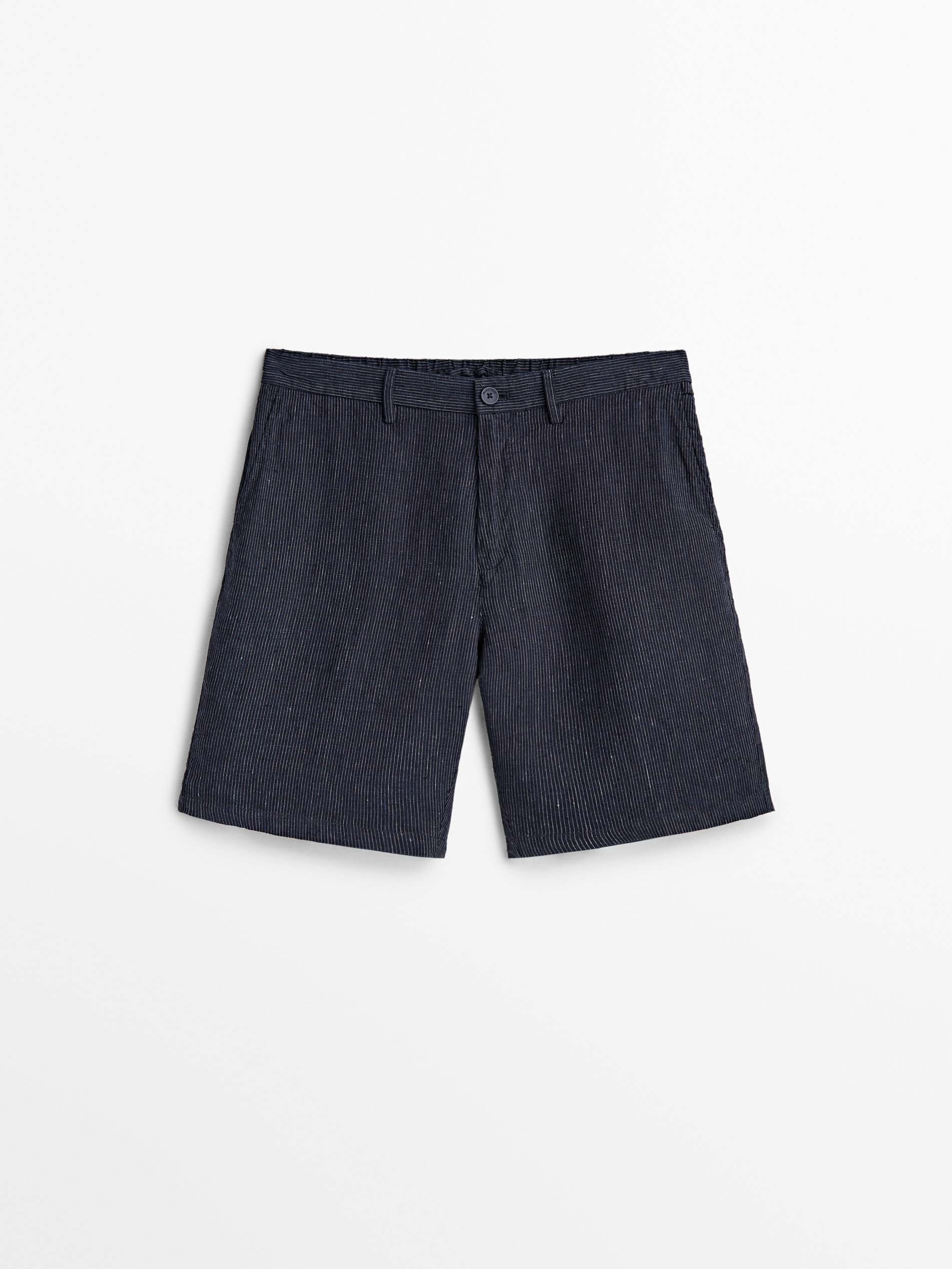 Bermuda mil rayas 100% lino - AZUL MARINO