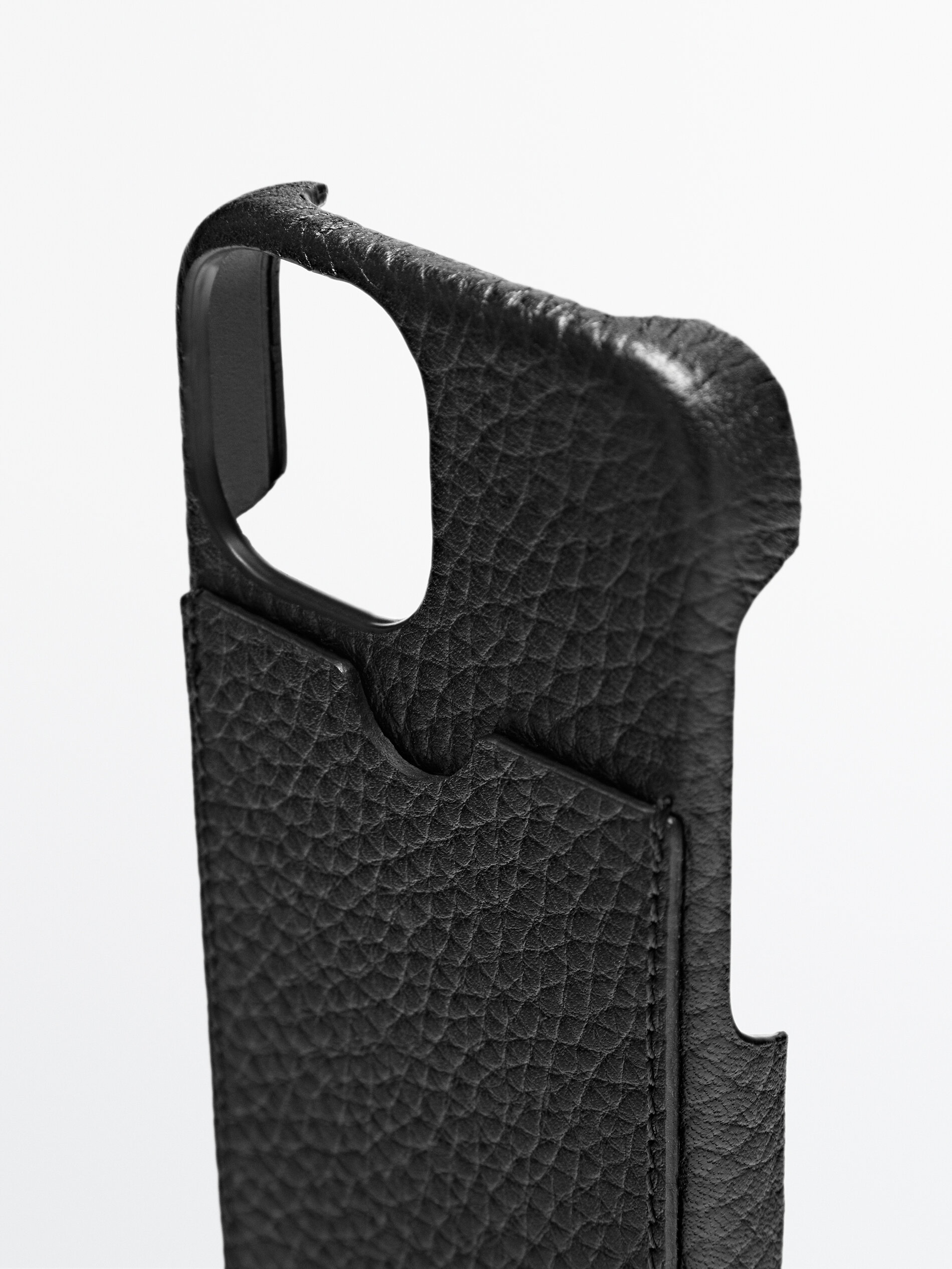 Funda iphone 13 mini piel abatanada tarjetero - NEGRO