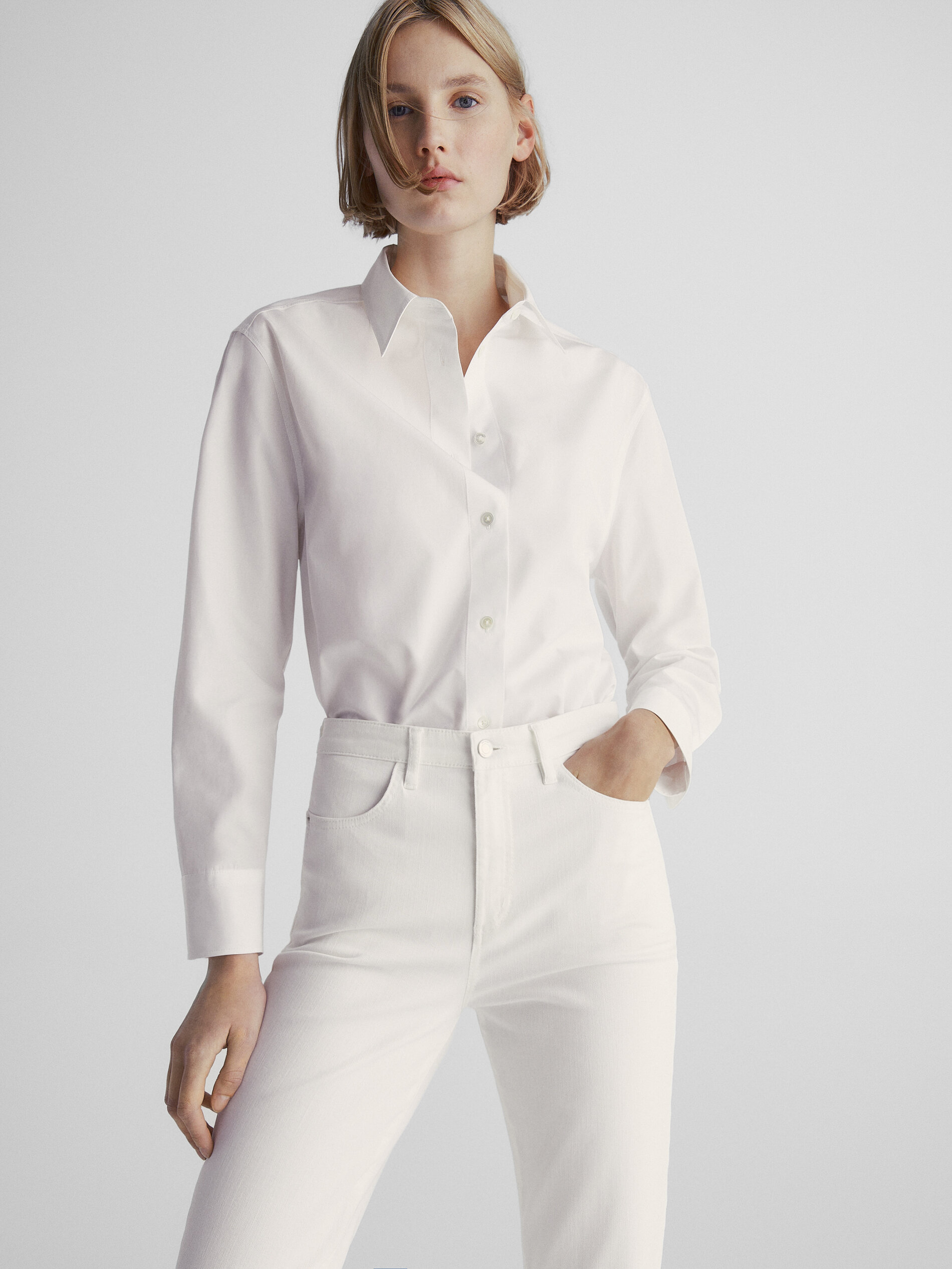 Pantalón vaquero tiro alto skinny flare - CRUDO