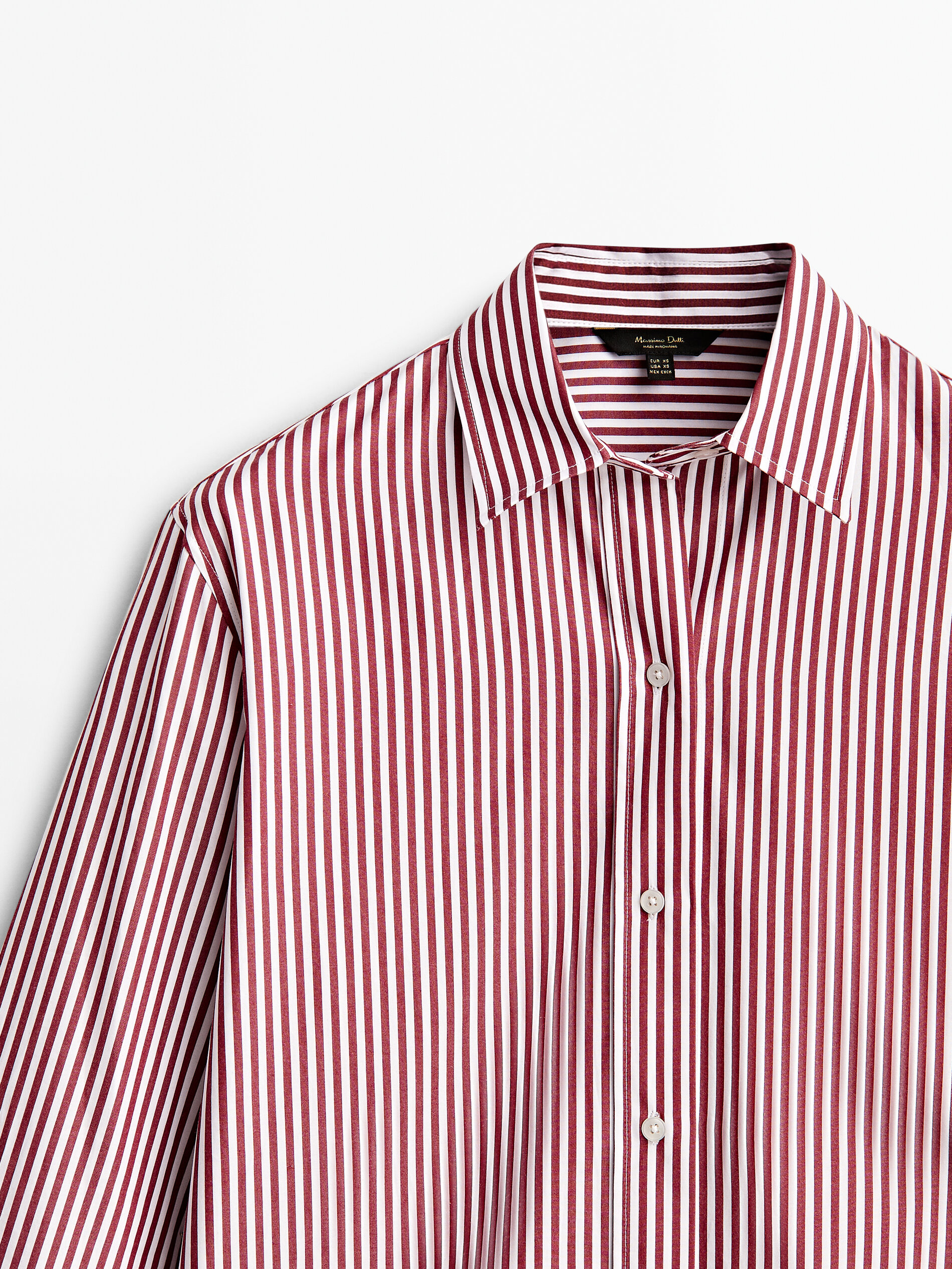 Camisa popelín algodón rayas - GRANATE