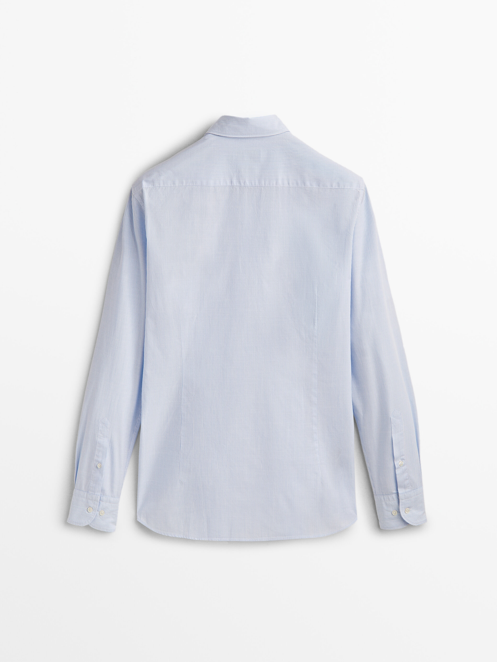 Camisa mil rayas algodón flamé slim fit - CELESTE