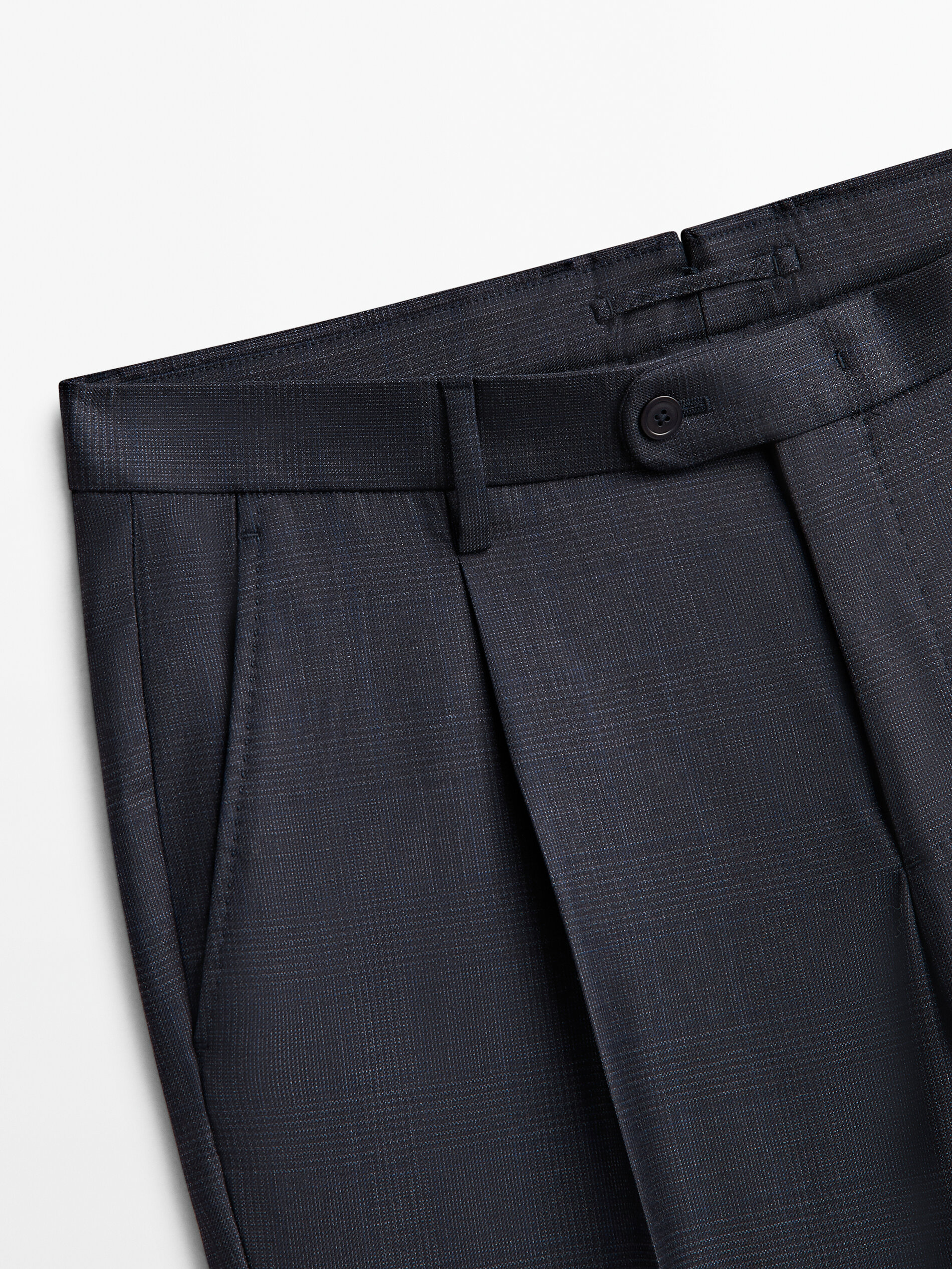 Pantalón traje cuadros azul lana - AZUL MARINO