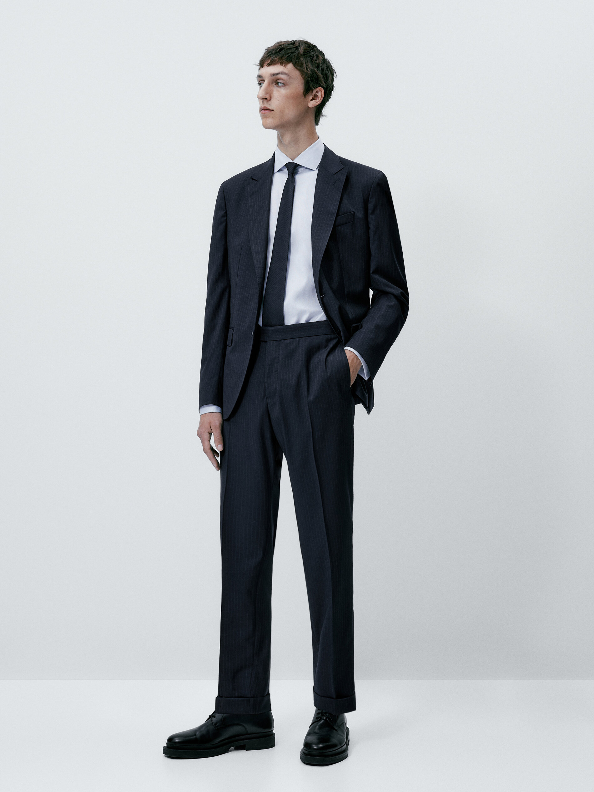 Camisa estructura regular fit doble puño - CELESTE