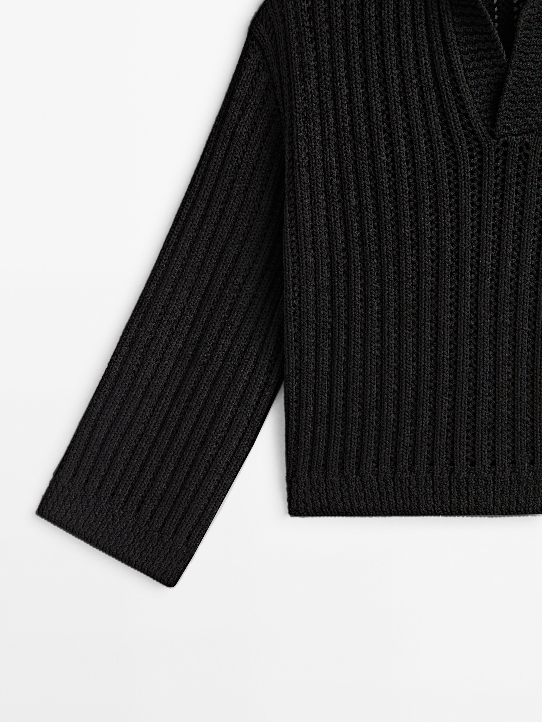 Jersey punto estructura cuello polo - NEGRO