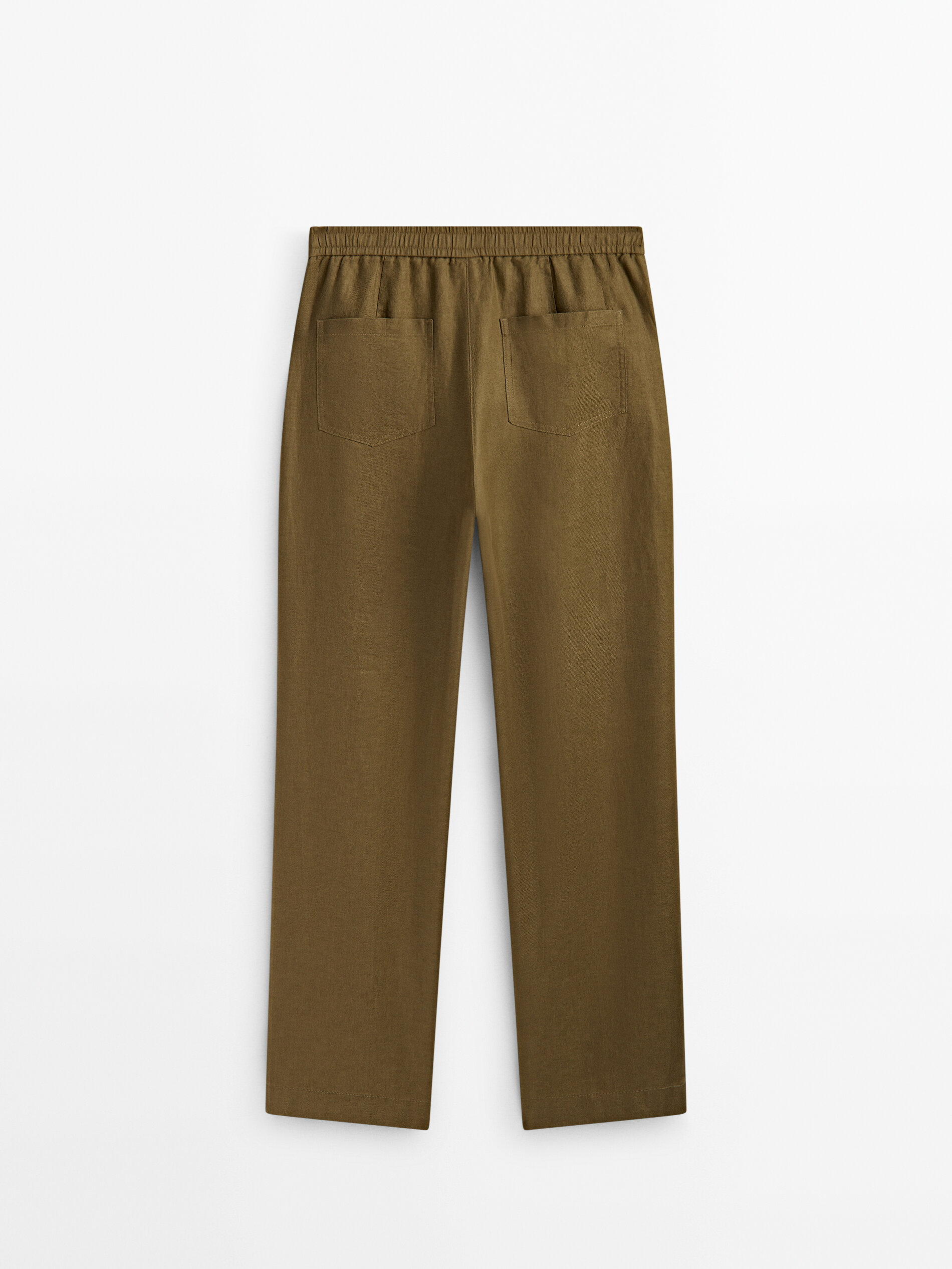 Pantalón lino pinzas jogging fit - KAKI