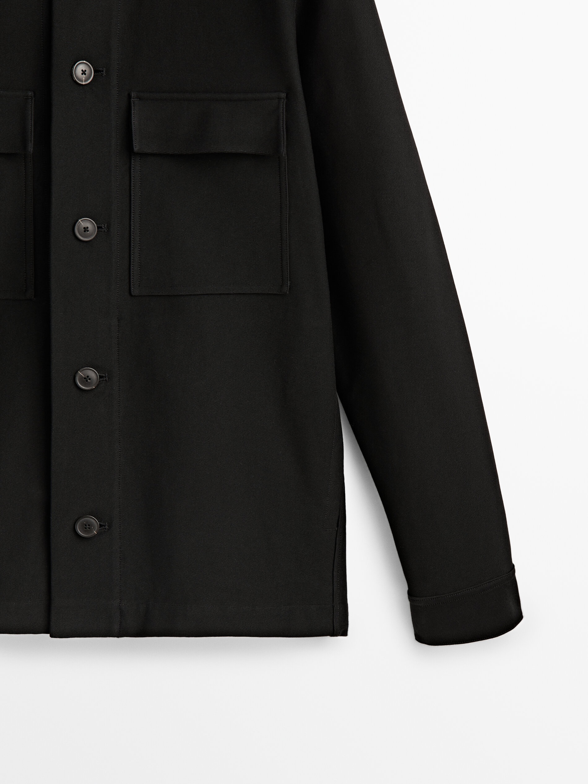 Sobrecamisa sarga algodón bolsillos - NEGRO