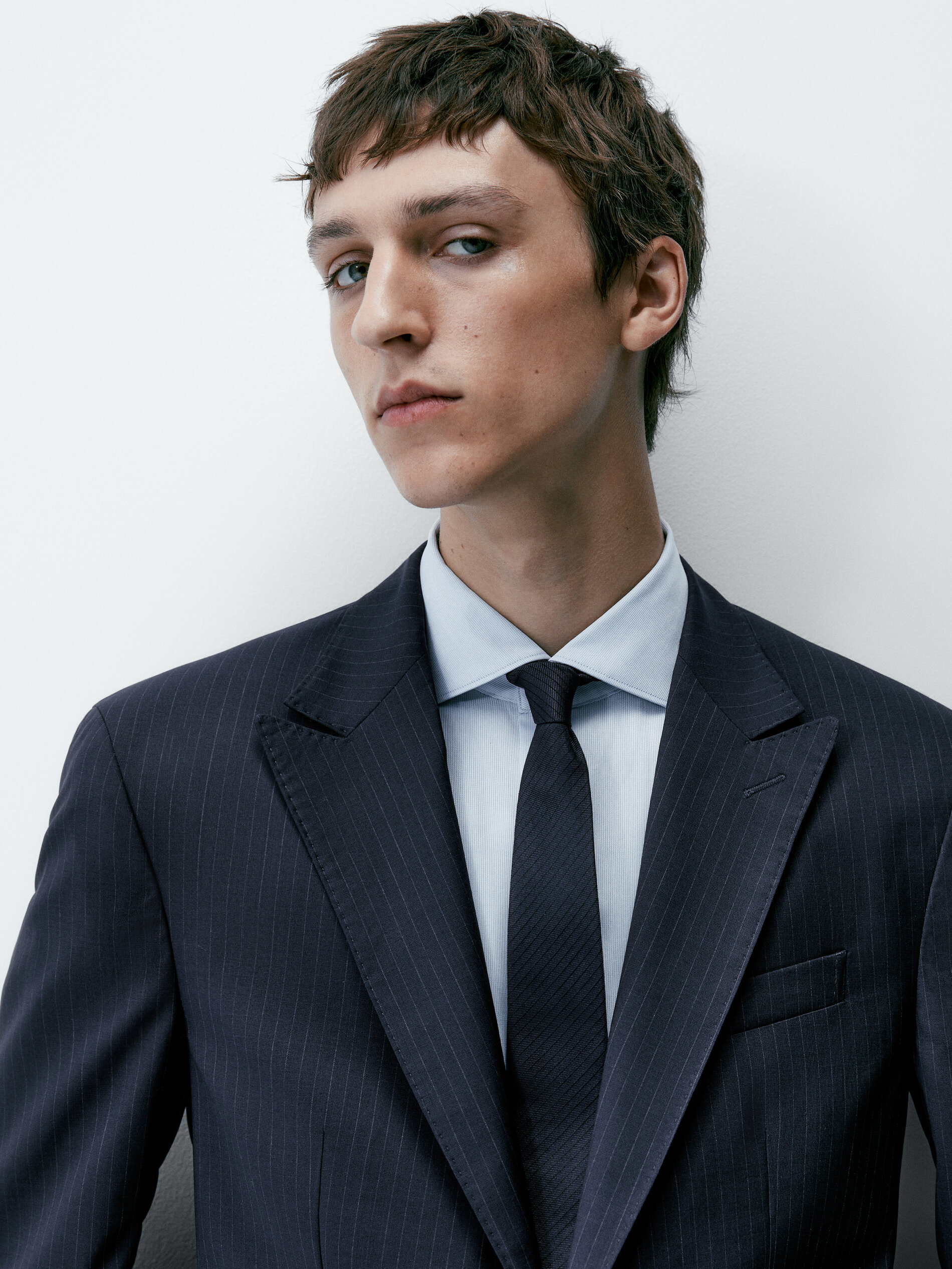 Americana traje lana super 120's raya diplomática - AZUL MARINO