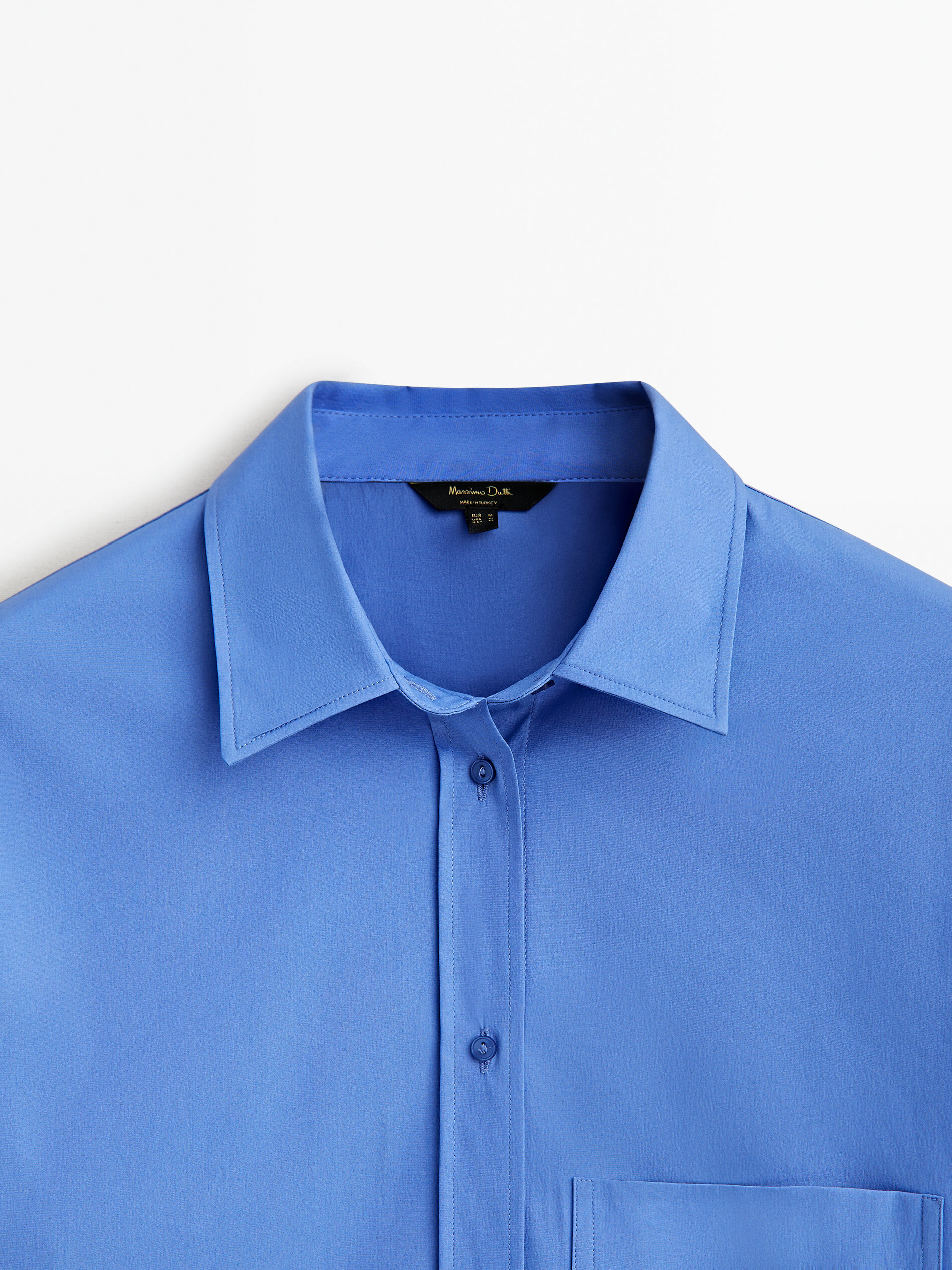 Camisa popelín algodón bolsillo - AZULÓN